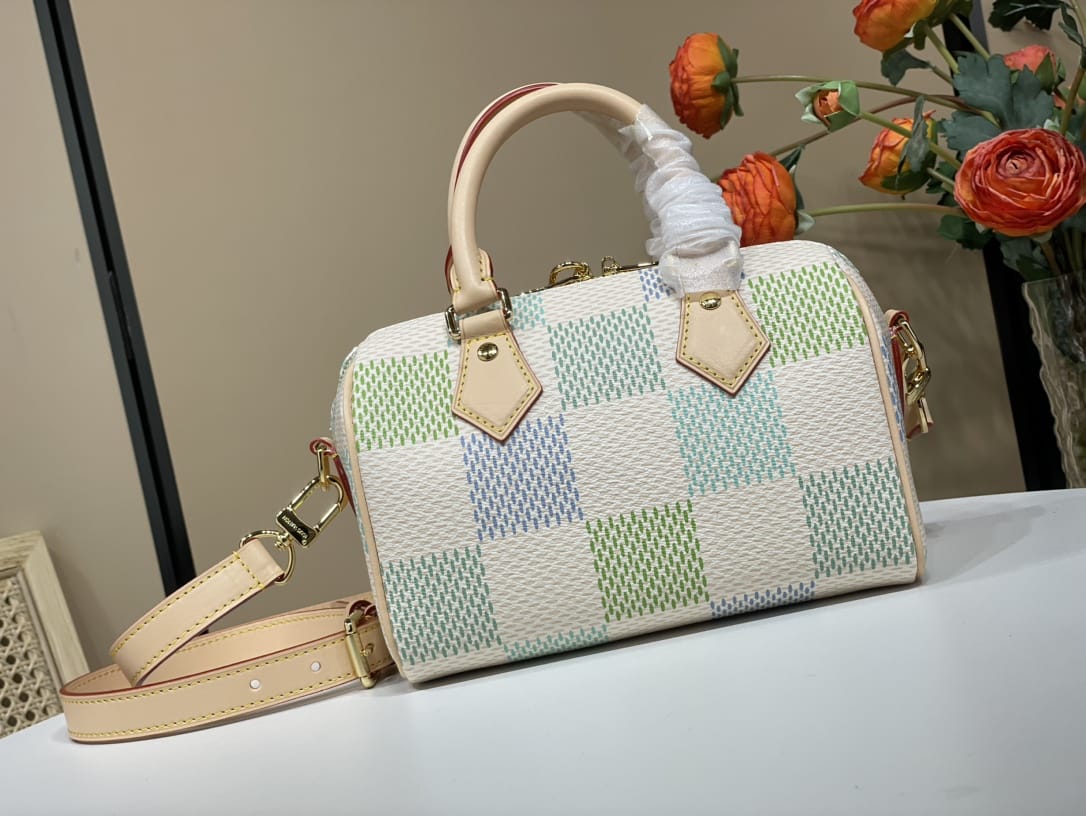 Louis Vuitton Speedy Bandoulière 20 Handle Shoulder Bag in Damier Giant Canvas - Pistachio