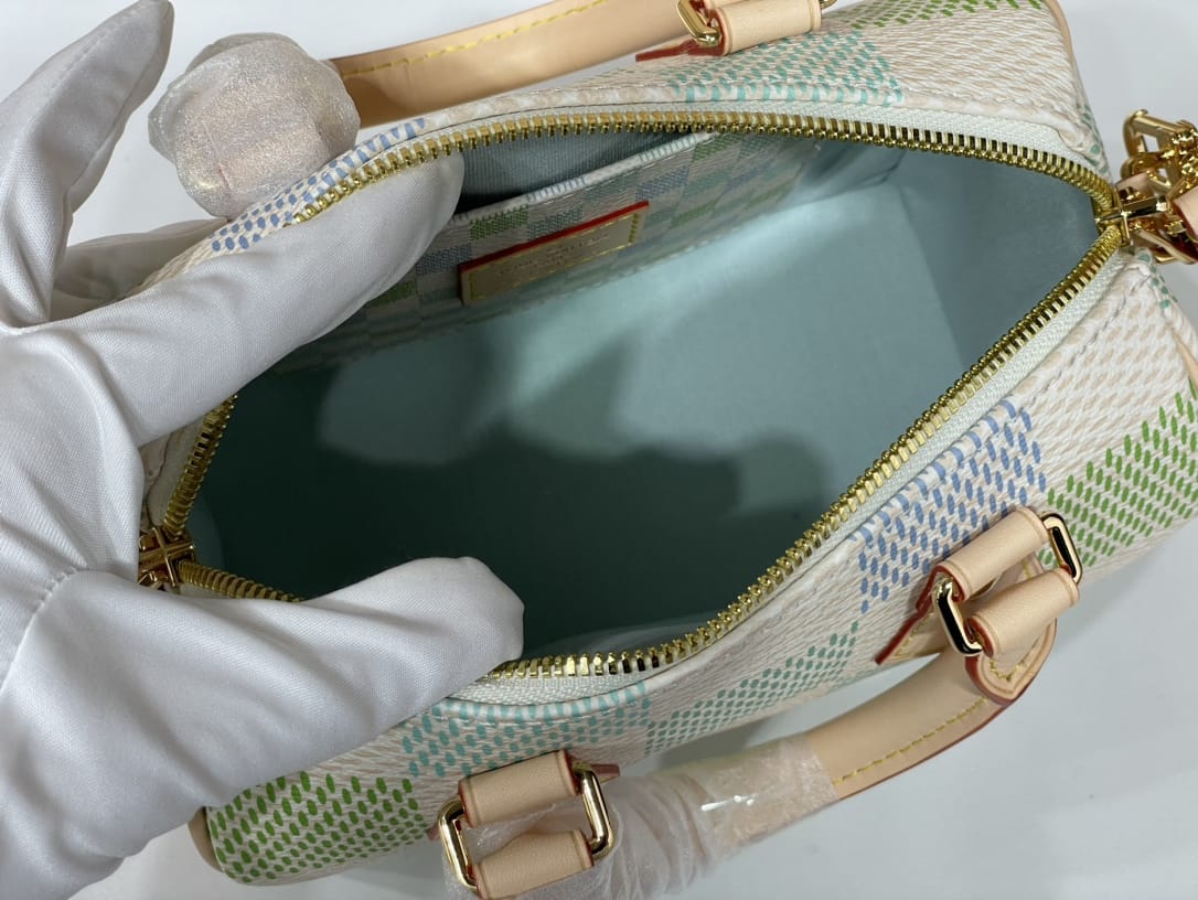 Louis Vuitton Speedy Bandoulière 20 Handle Shoulder Bag in Damier Giant Canvas - Pistachio