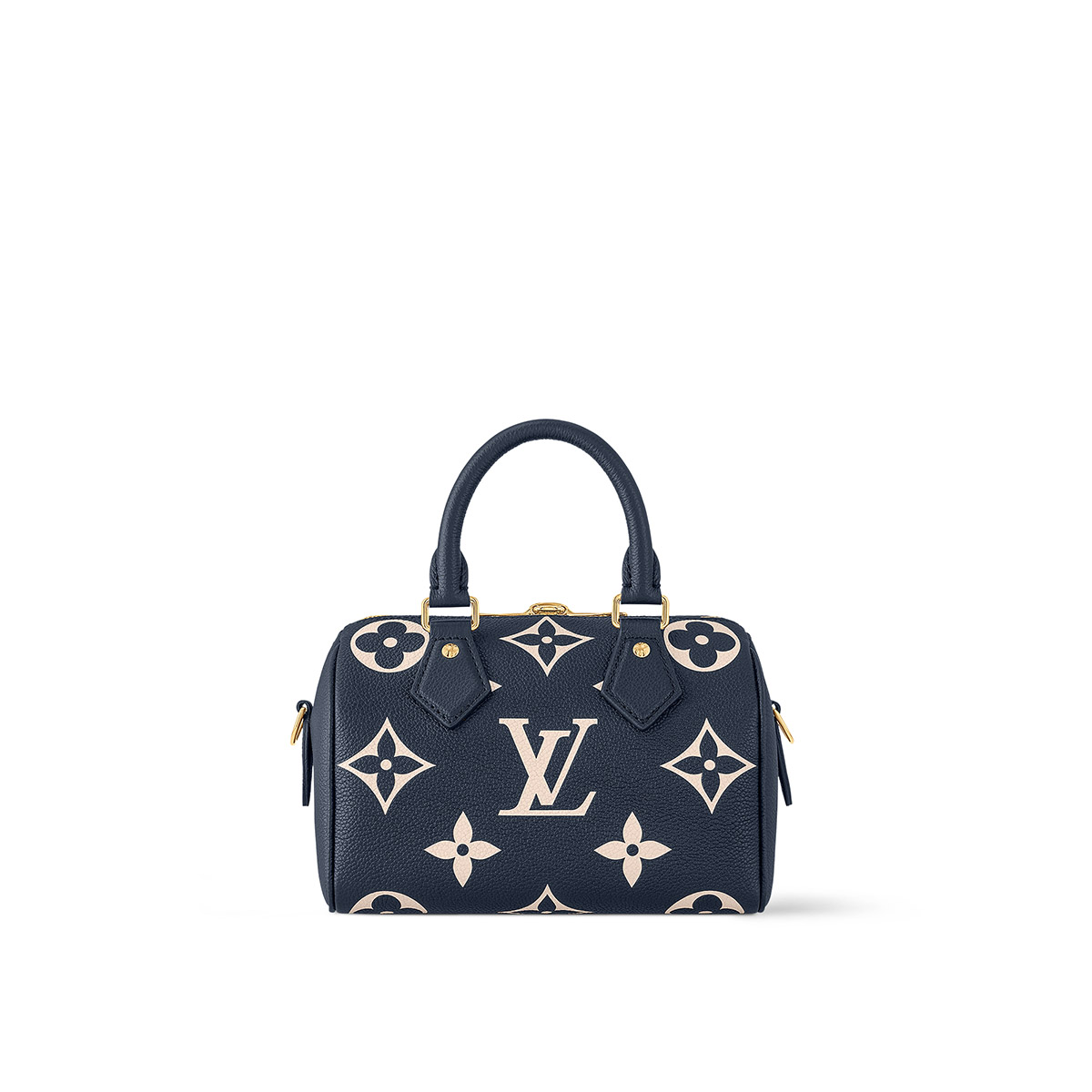 Louis Vuitton Speedy Bandoulière 20 Handle Shoulder Bag in Bicolor Monogram Leather - Navy Blue/Cream