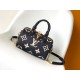 Louis Vuitton Speedy Bandoulière 20 Handle Shoulder Bag in Bicolor Monogram Leather - Navy Blue/Cream