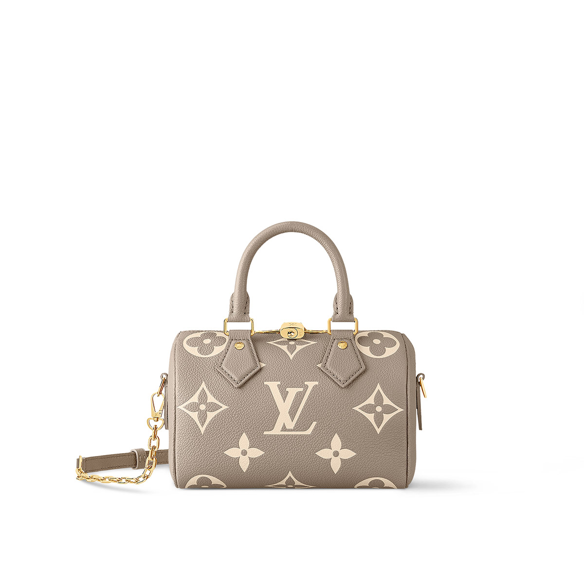 Louis Vuitton Speedy Bandoulière 20 Handle Shoulder Bag in Bicolor Monogram Leather - Gray/Beige