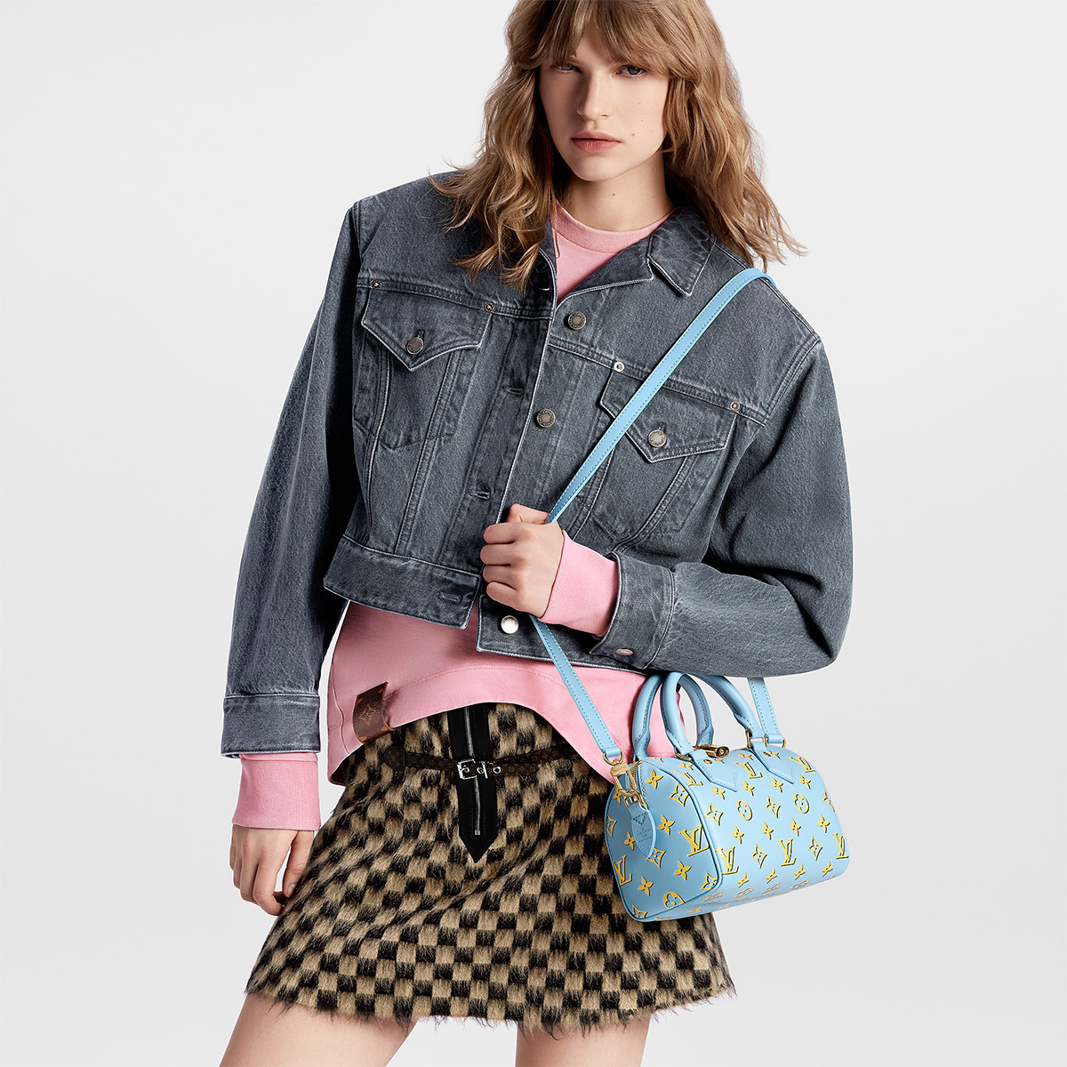 Louis Vuitton Speedy Bandoulière 20 Handle Shoulder Bag in Calfskin Leather - Baby Blue