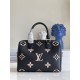 Louis Vuitton Speedy Bandoulière 25 Handle Shoulder Bag in Bicolor Monogram Leather - Black/Beige