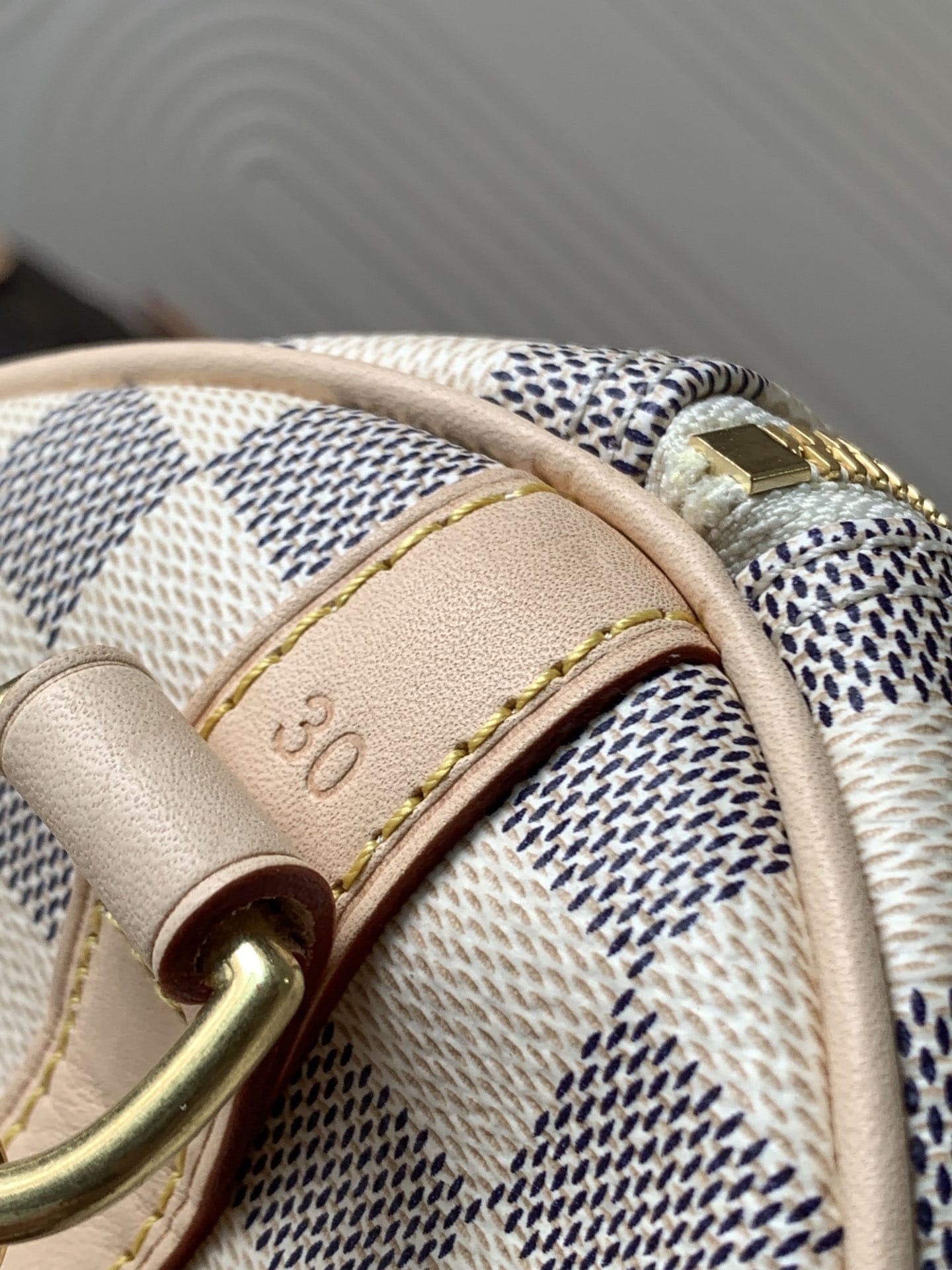 Louis Vuitton Speedy Bandoulière 30 Handle Shoulder Bag in Damier Azur Canvas