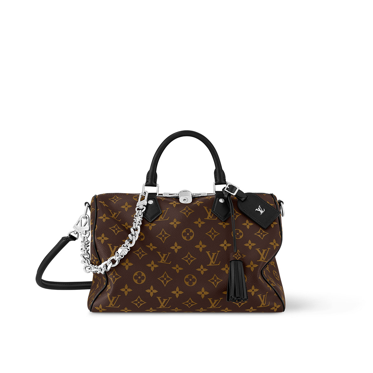 Louis Vuitton Speedy Soft 30 Dark Handle Shoulder Bag in Monogram Canvas - Black