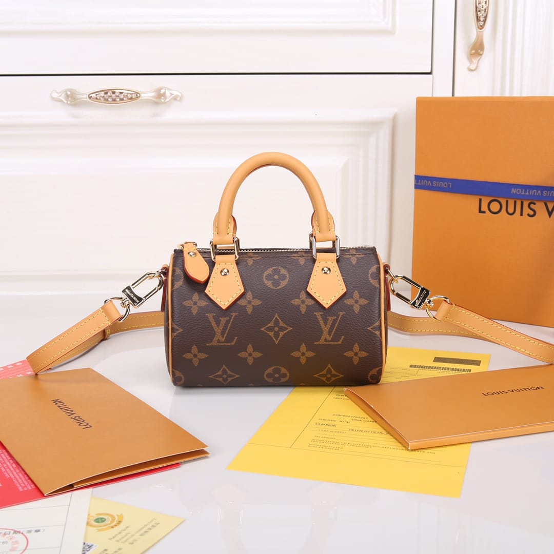 Louis Vuitton Nano Speedy Handle Shoulder Bag in Monogram Canvas