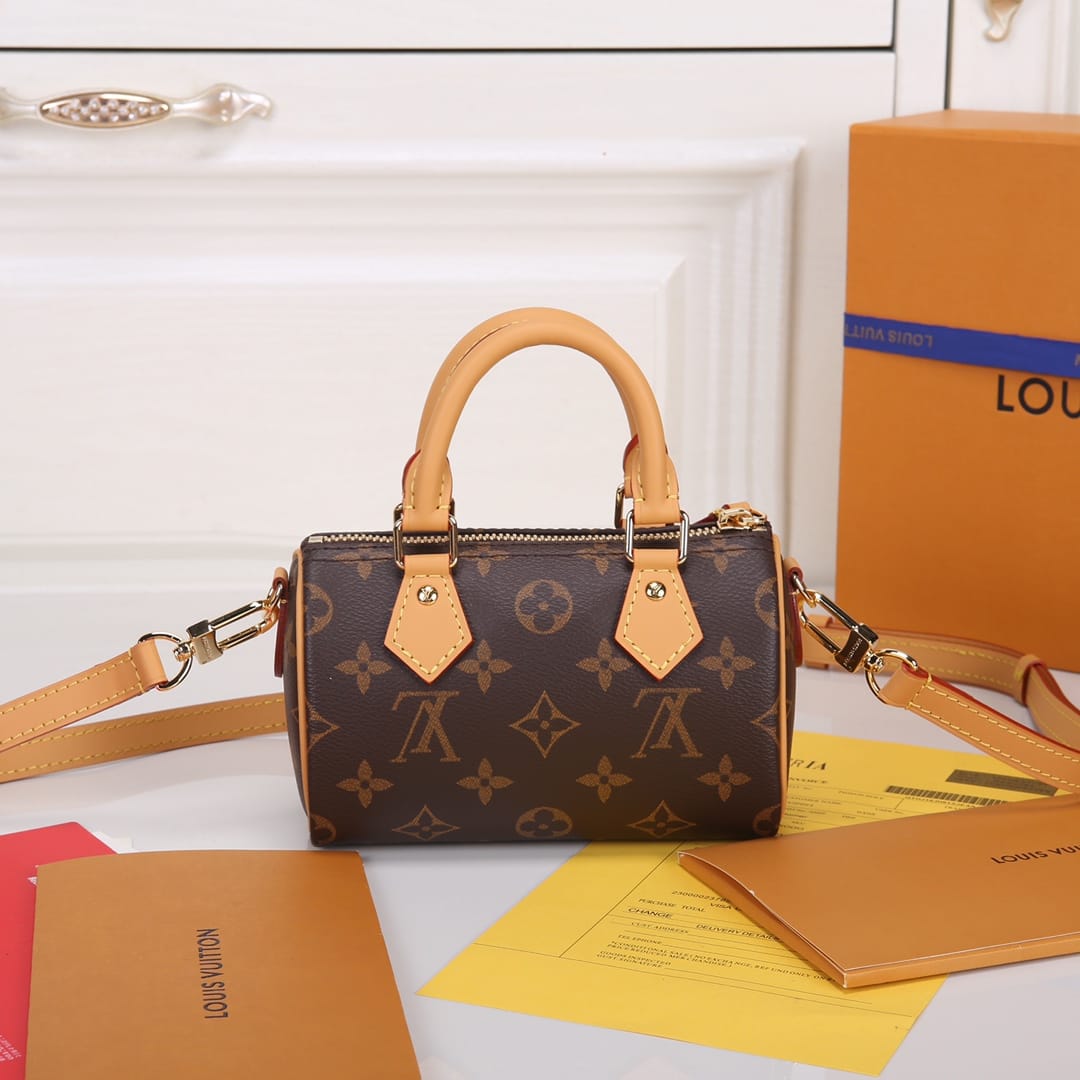 Louis Vuitton Nano Speedy Handle Shoulder Bag in Monogram Canvas