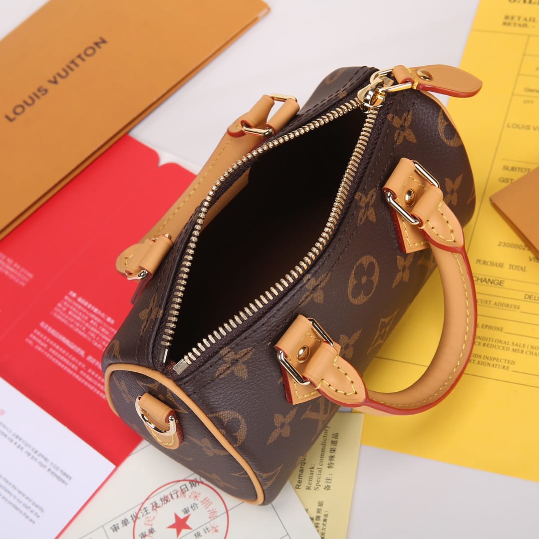 Louis Vuitton Nano Speedy Handle Shoulder Bag in Monogram Canvas