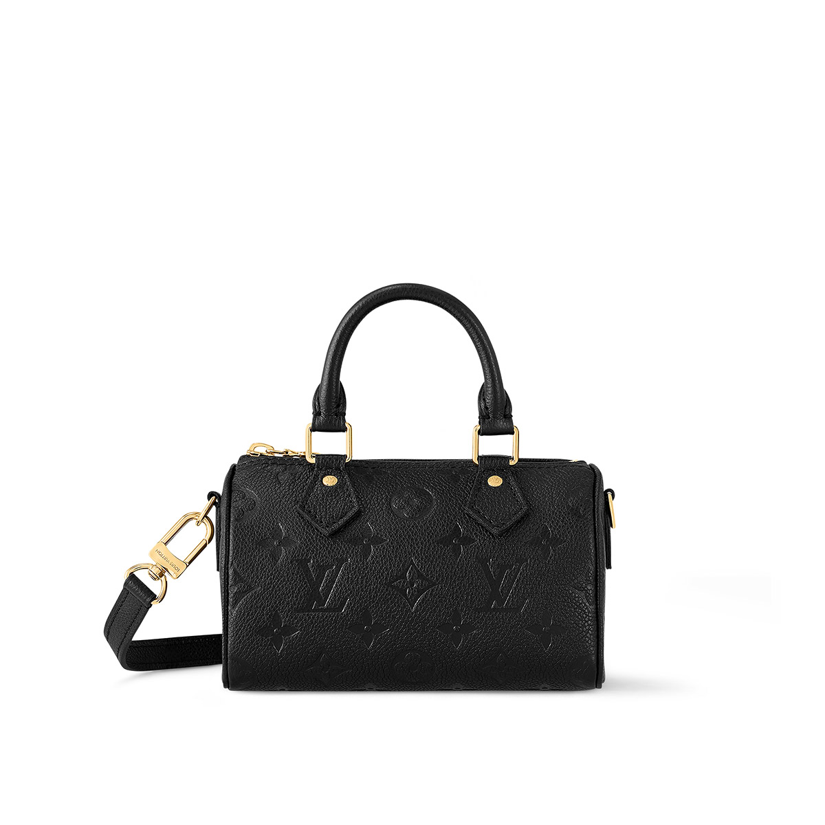 Louis Vuitton Nano Speedy Handle Shoulder Bag in Monogram Leather - Black