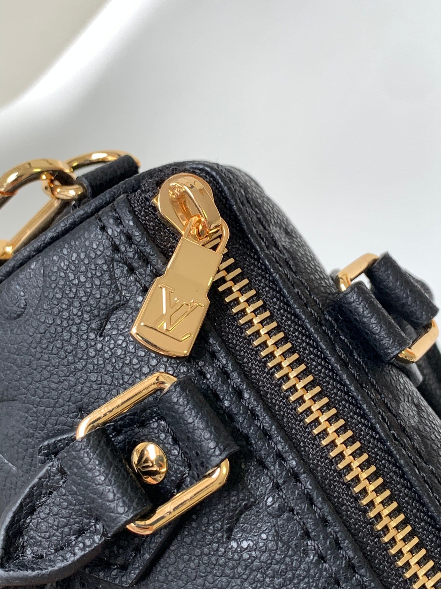 Louis Vuitton Nano Speedy Handle Shoulder Bag in Monogram Leather - Black