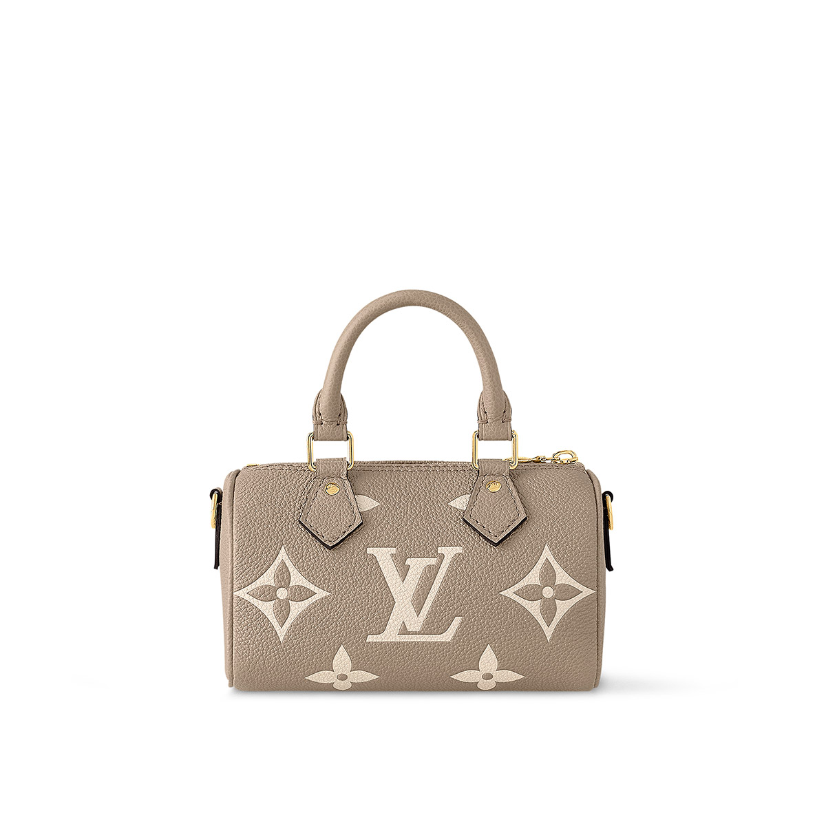 Louis Vuitton Nano Speedy Handle Shoulder Bag in Bicolor Monogram Leather - Gray/Cream