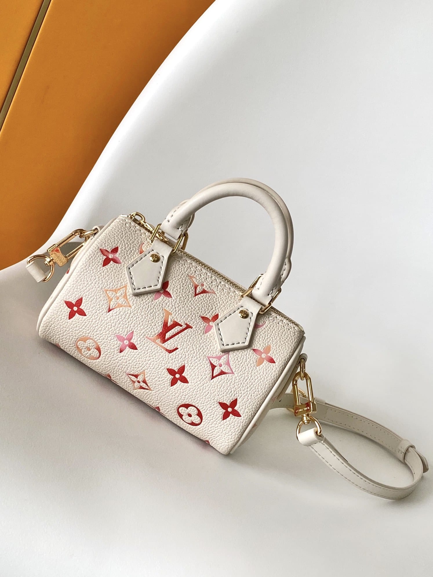 Louis Vuitton Nano Speedy Handle Shoulder Bag in Monogram Leather - Sunrise Aquarelle