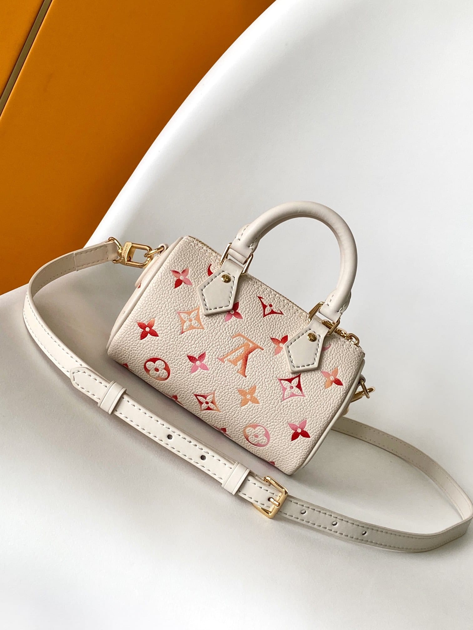 Louis Vuitton Nano Speedy Handle Shoulder Bag in Monogram Leather - Sunrise Aquarelle