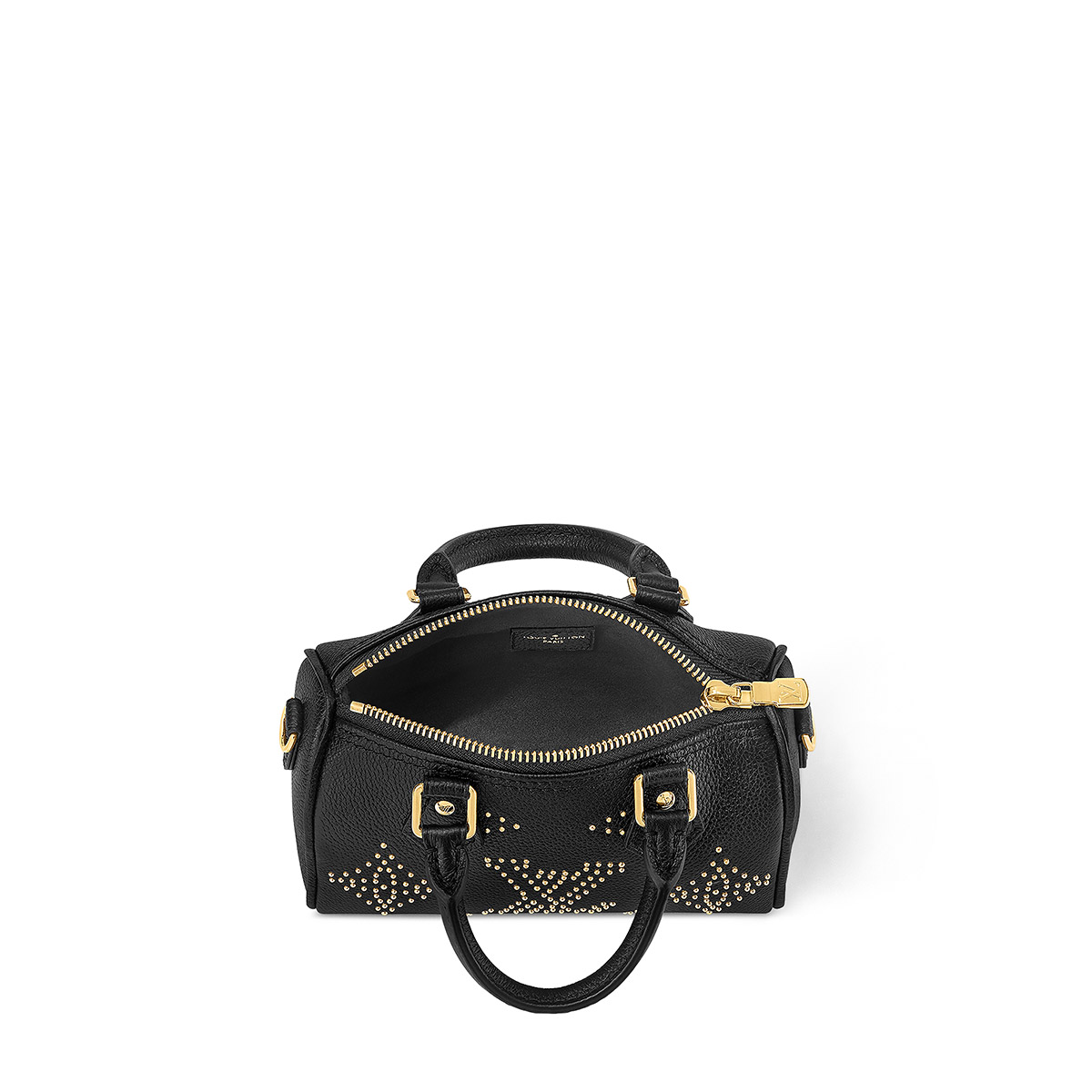 Louis Vuitton Nano Speedy Handle Shoulder Bag in Monogram Leather - Black