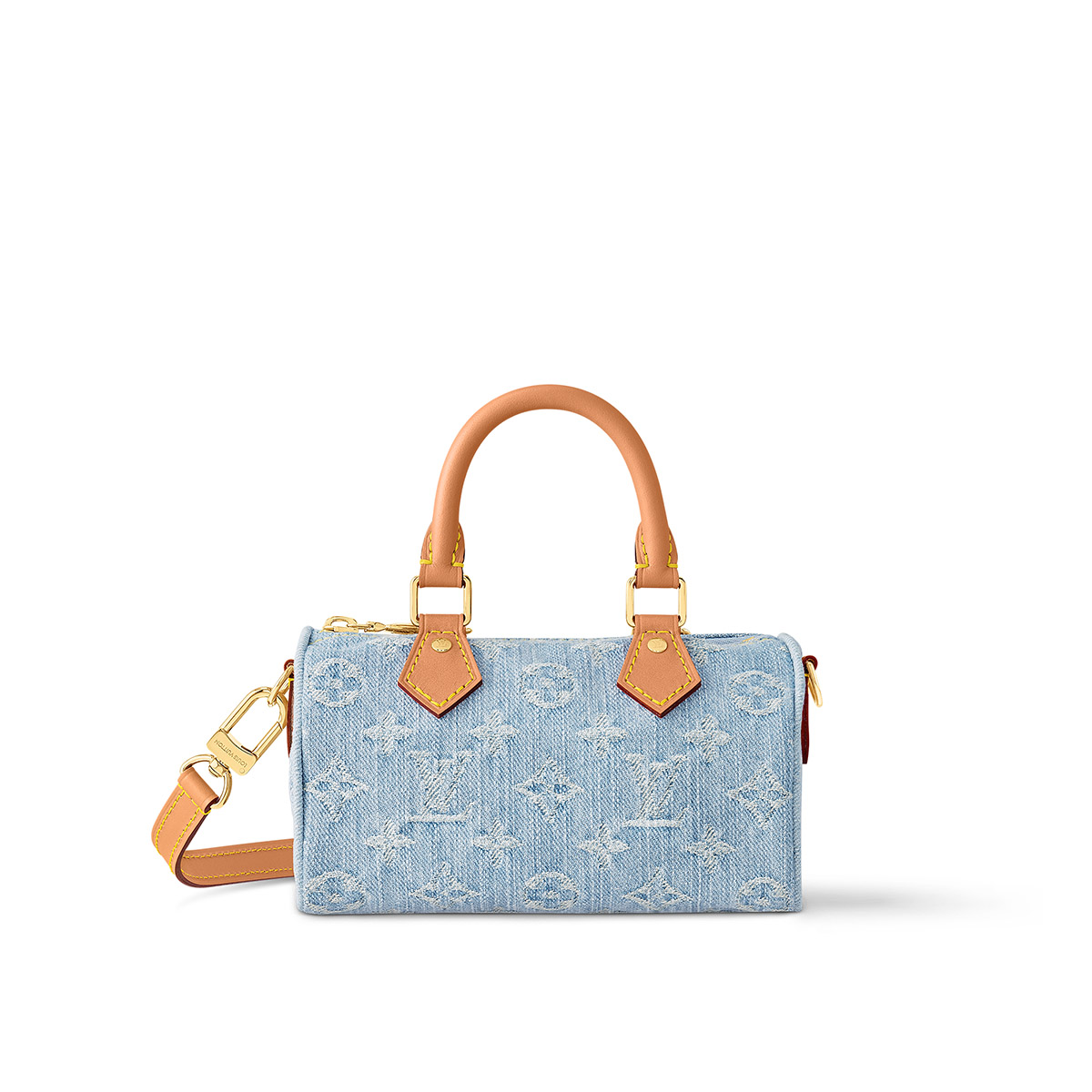 Louis Vuitton Nano Speedy Handle Shoulder Bag in Monogram Denim - Sky Blue