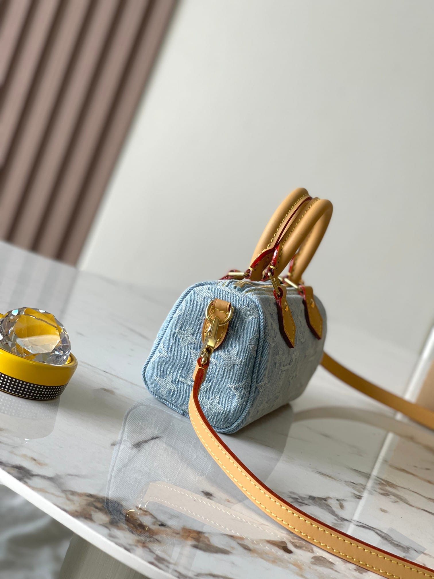 Louis Vuitton Nano Speedy Handle Shoulder Bag in Monogram Denim - Sky Blue