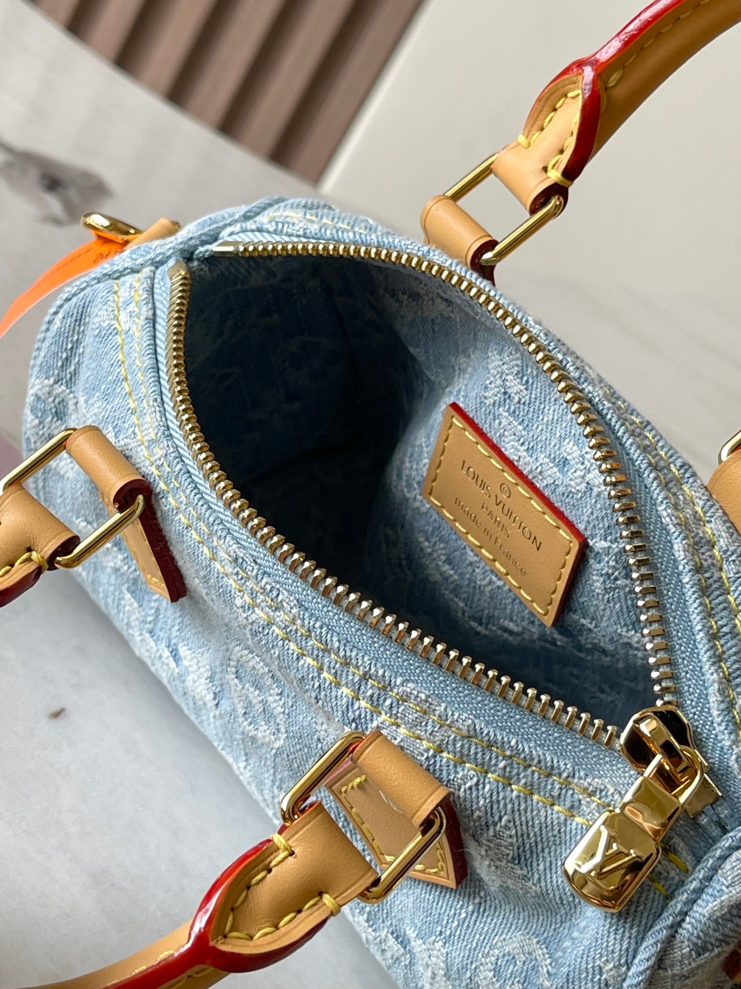 Louis Vuitton Nano Speedy Handle Shoulder Bag in Monogram Denim - Sky Blue