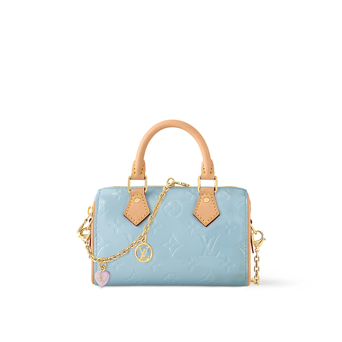 Louis Vuitton Nano Speedy Handle Shoulder Bag in Monogram Cowhide Leather - Sky Blue