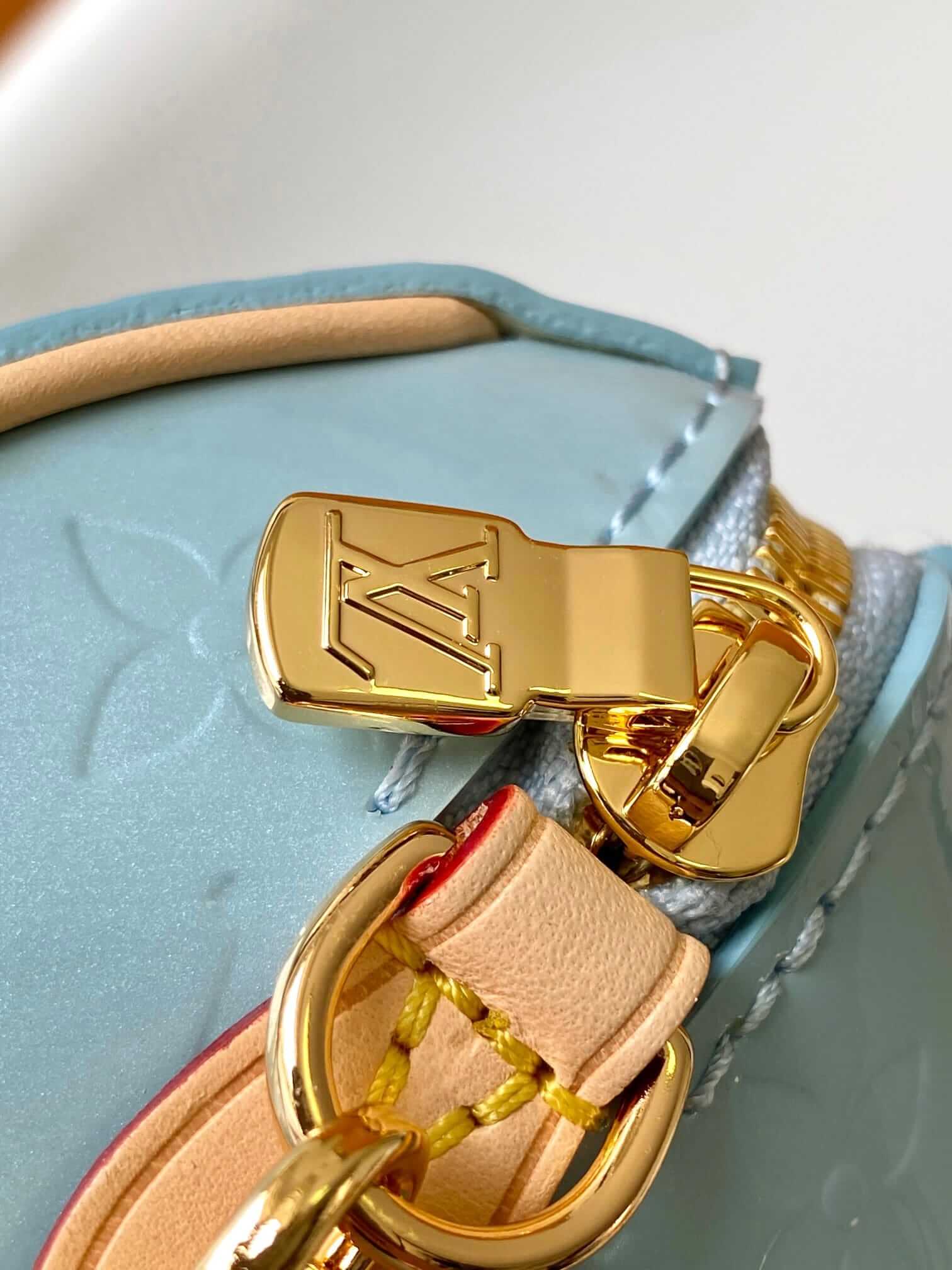 Louis Vuitton Nano Speedy Handle Shoulder Bag in Monogram Cowhide Leather - Sky Blue