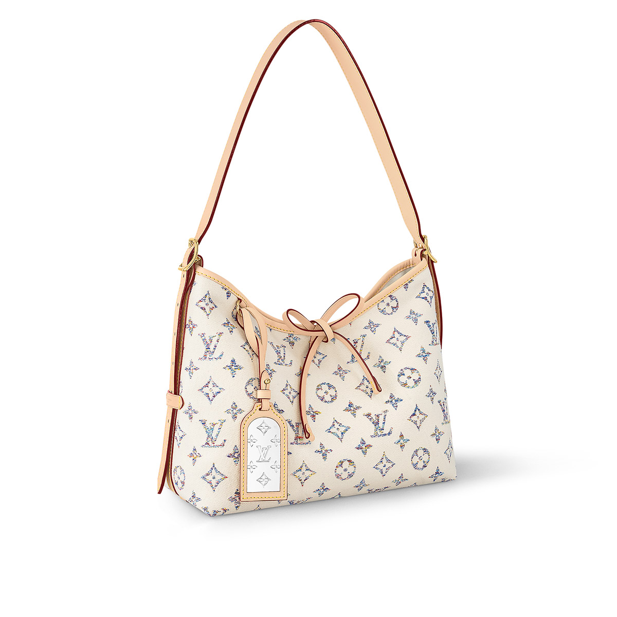 Louis Vuitton CarryAll PM Shoulder Bag in Monogram Jacquard Fabric - Multicolor Beige