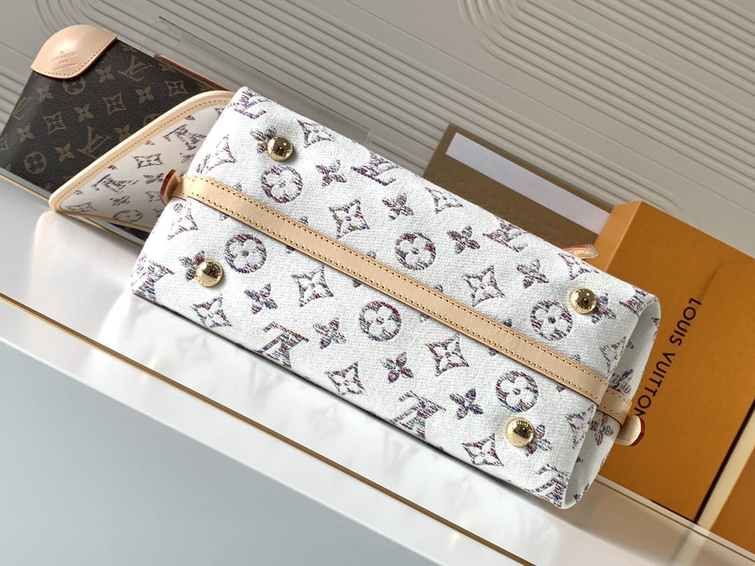 Louis Vuitton CarryAll PM Shoulder Bag in Monogram Jacquard Fabric - Multicolor Beige