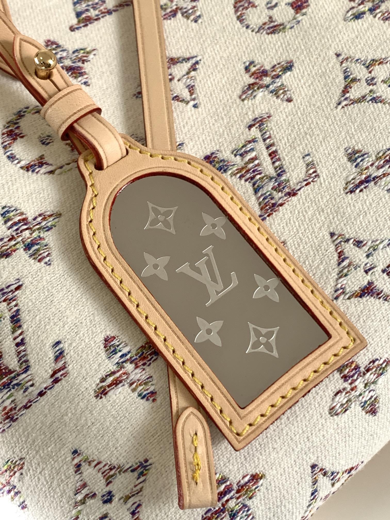 Louis Vuitton CarryAll PM Shoulder Bag in Monogram Jacquard Fabric - Multicolor Beige