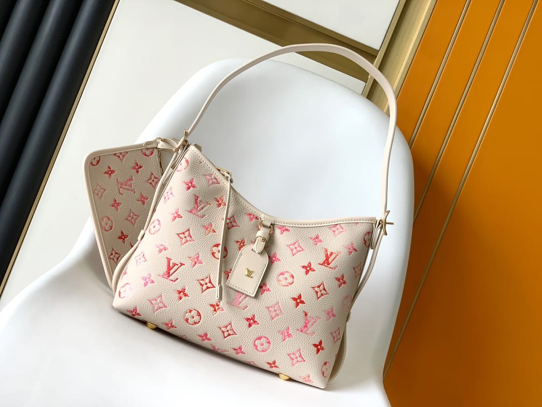 Louis Vuitton CarryAll PM Shoulder Bag in Monogram Grained Cowhide Leather - Sunrise Aquarelle