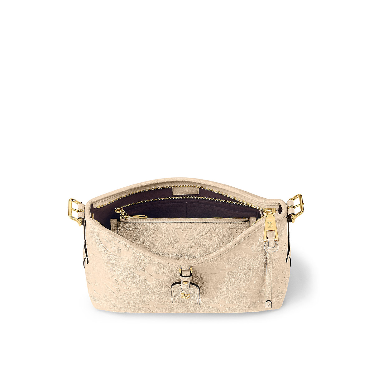 Louis Vuitton CarryAll PM Shoulder Bag in Monogram Empreinte Leather - Cream