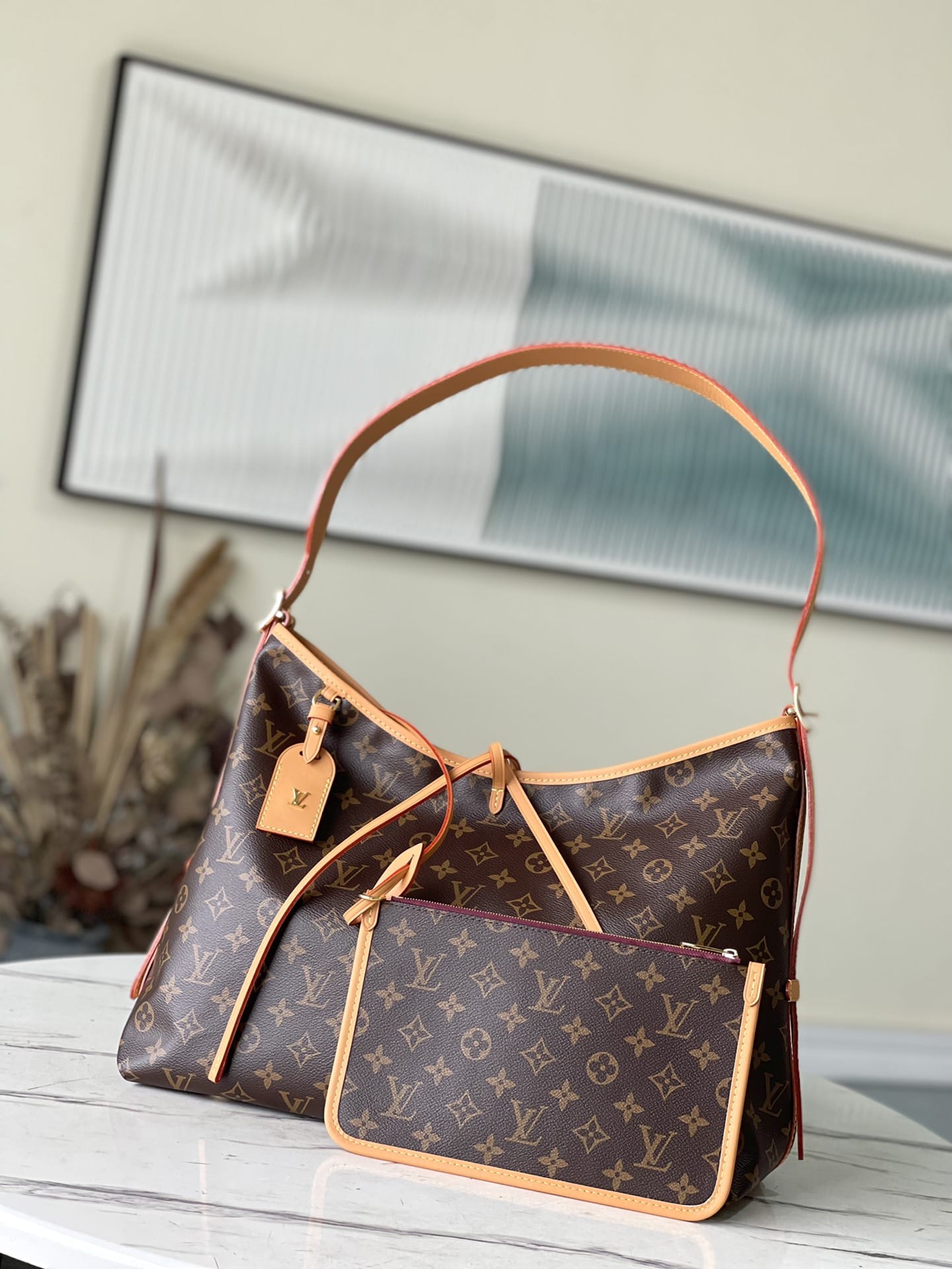 Louis Vuitton CarryAll MM Shoulder Bag in Monogram Coated Canvas