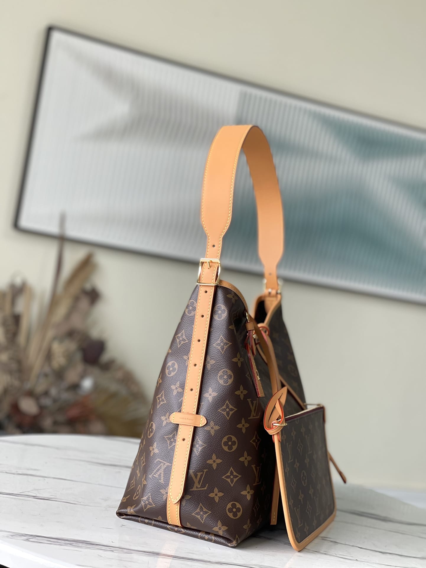 Louis Vuitton CarryAll MM Shoulder Bag in Monogram Coated Canvas