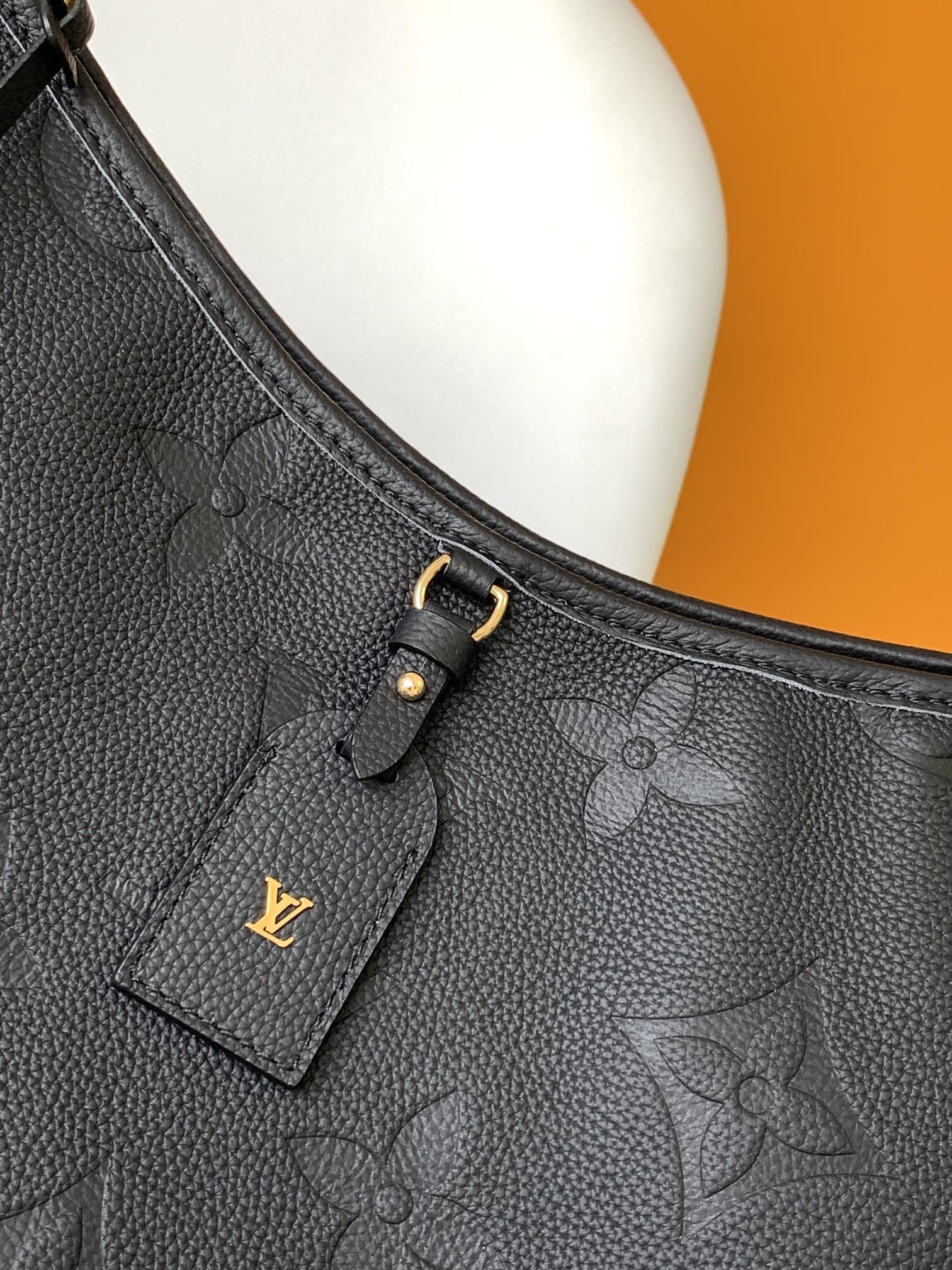 Louis Vuitton CarryAll MM Shoulder Bag in Monogram Empreinte Leather - Black