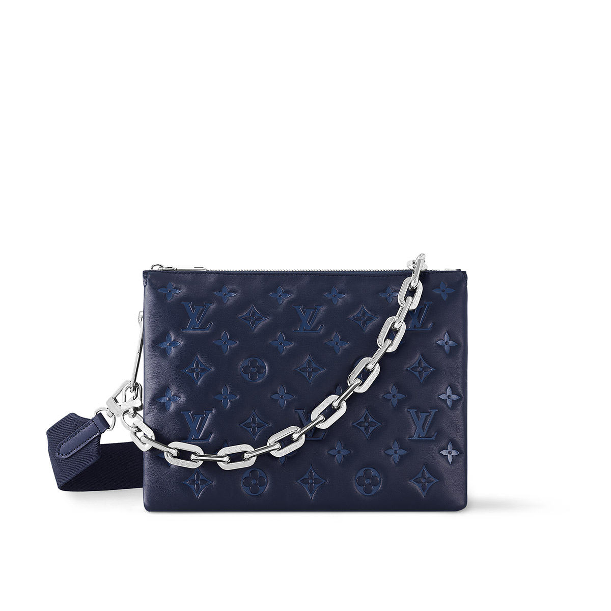 Louis Vuitton Coussin PM Handle Shoulder Bag in Puffy Lambskin - Navy