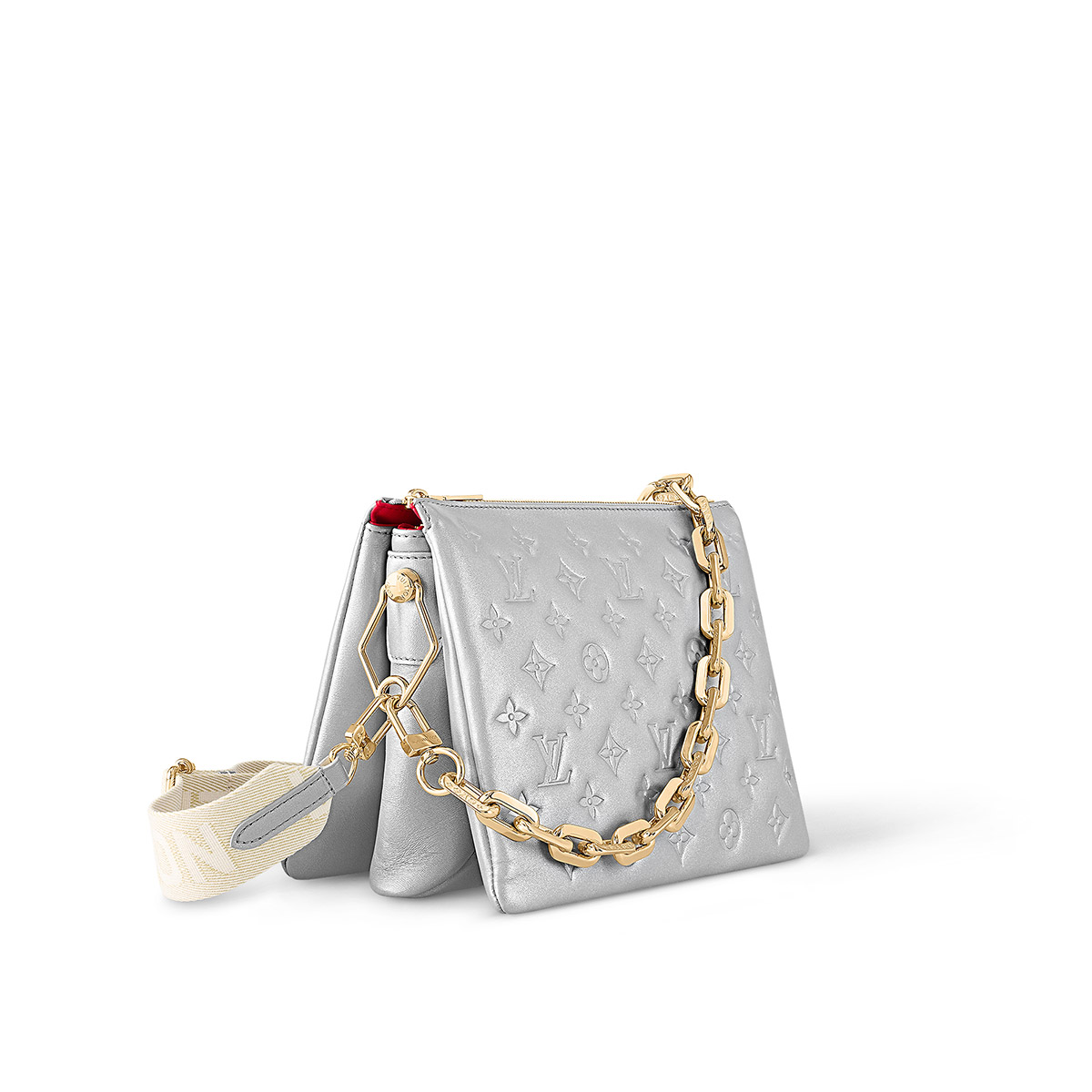 Louis Vuitton Coussin PM Handle Shoulder Bag in Puffy Lambskin - Silver