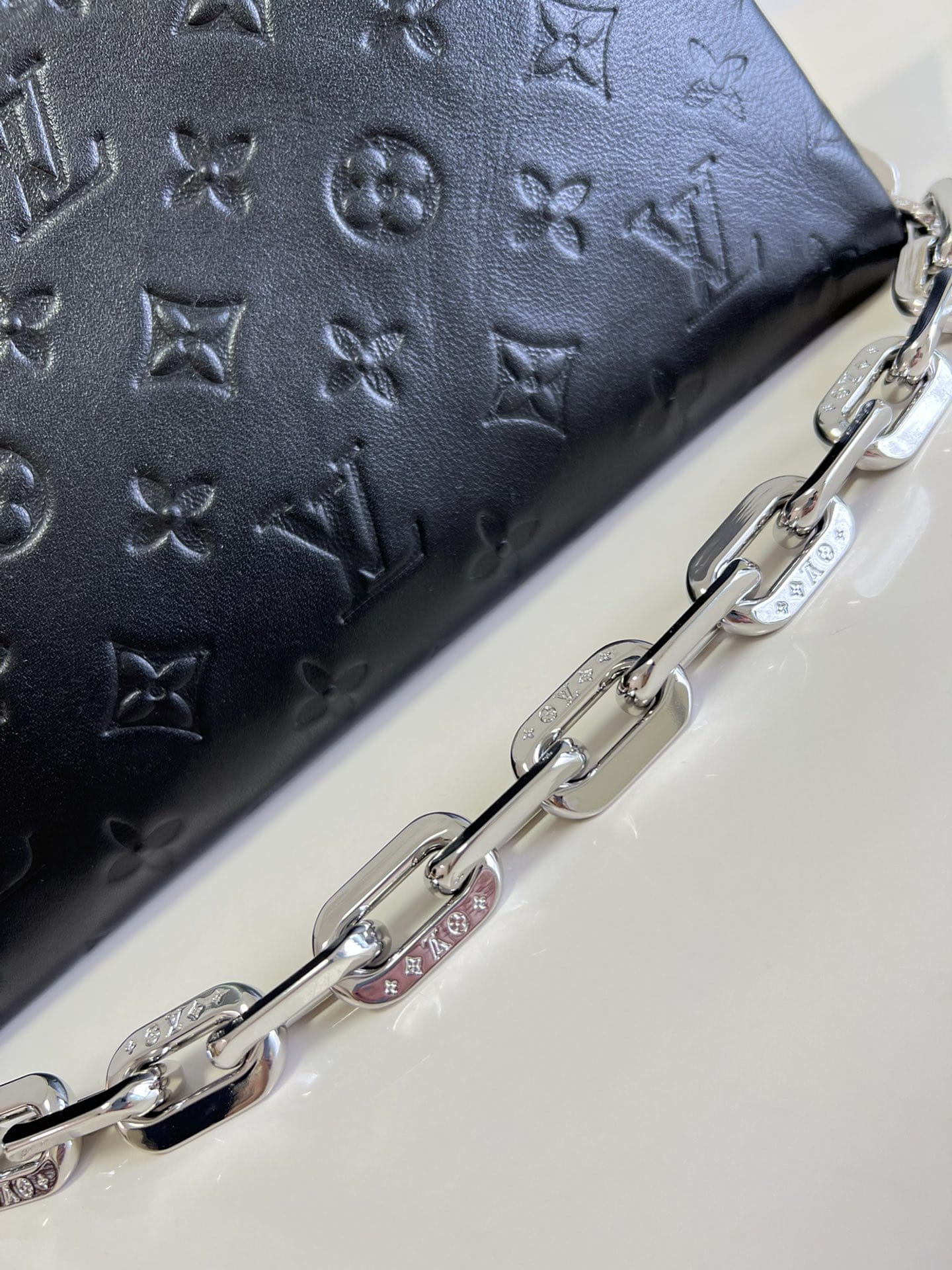 Louis Vuitton Coussin PM Handle Shoulder Bag in Lambskin - Black & Silver