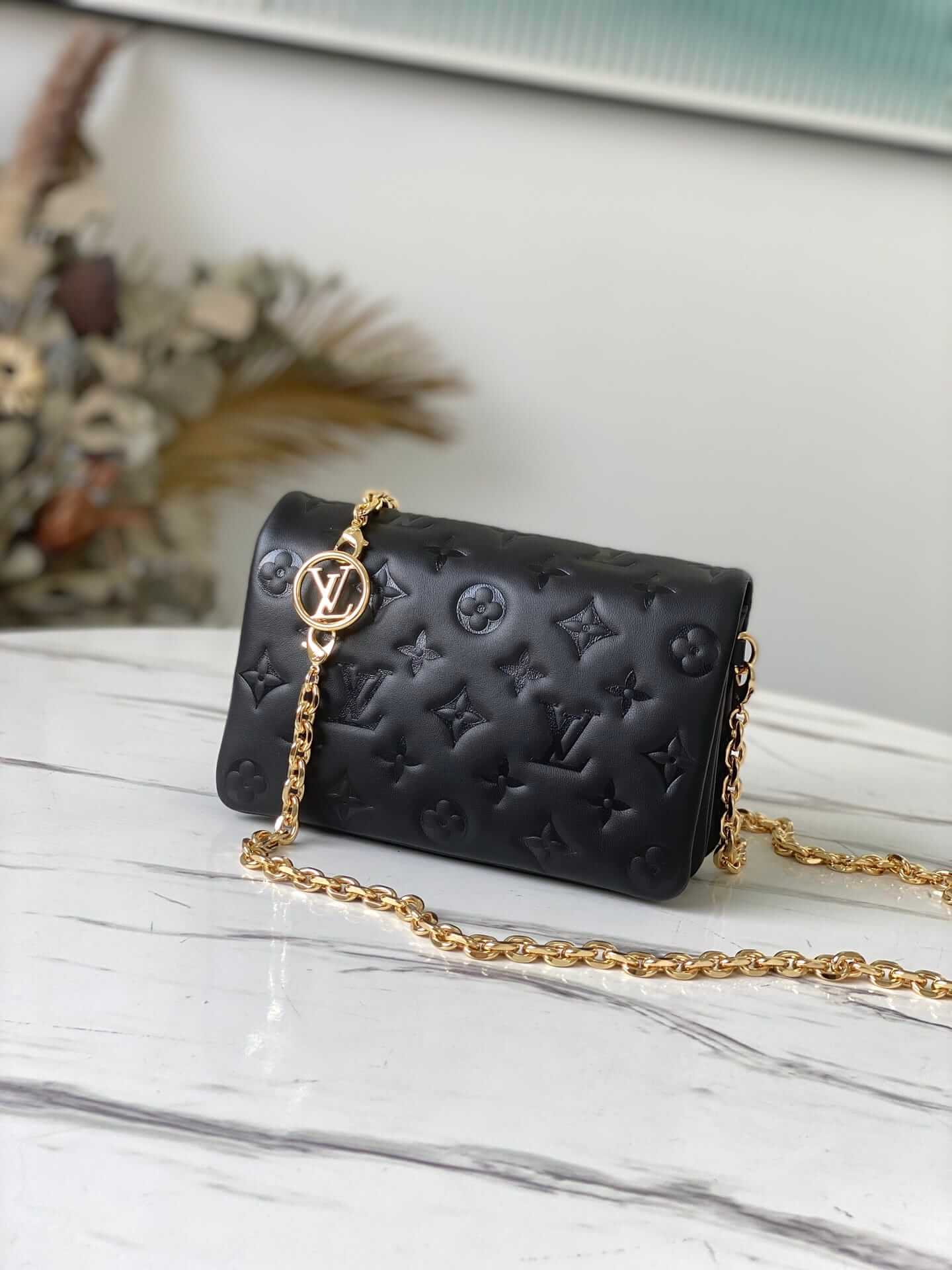 Louis Vuitton Pochette Coussin Handbag in Lambskin - Black