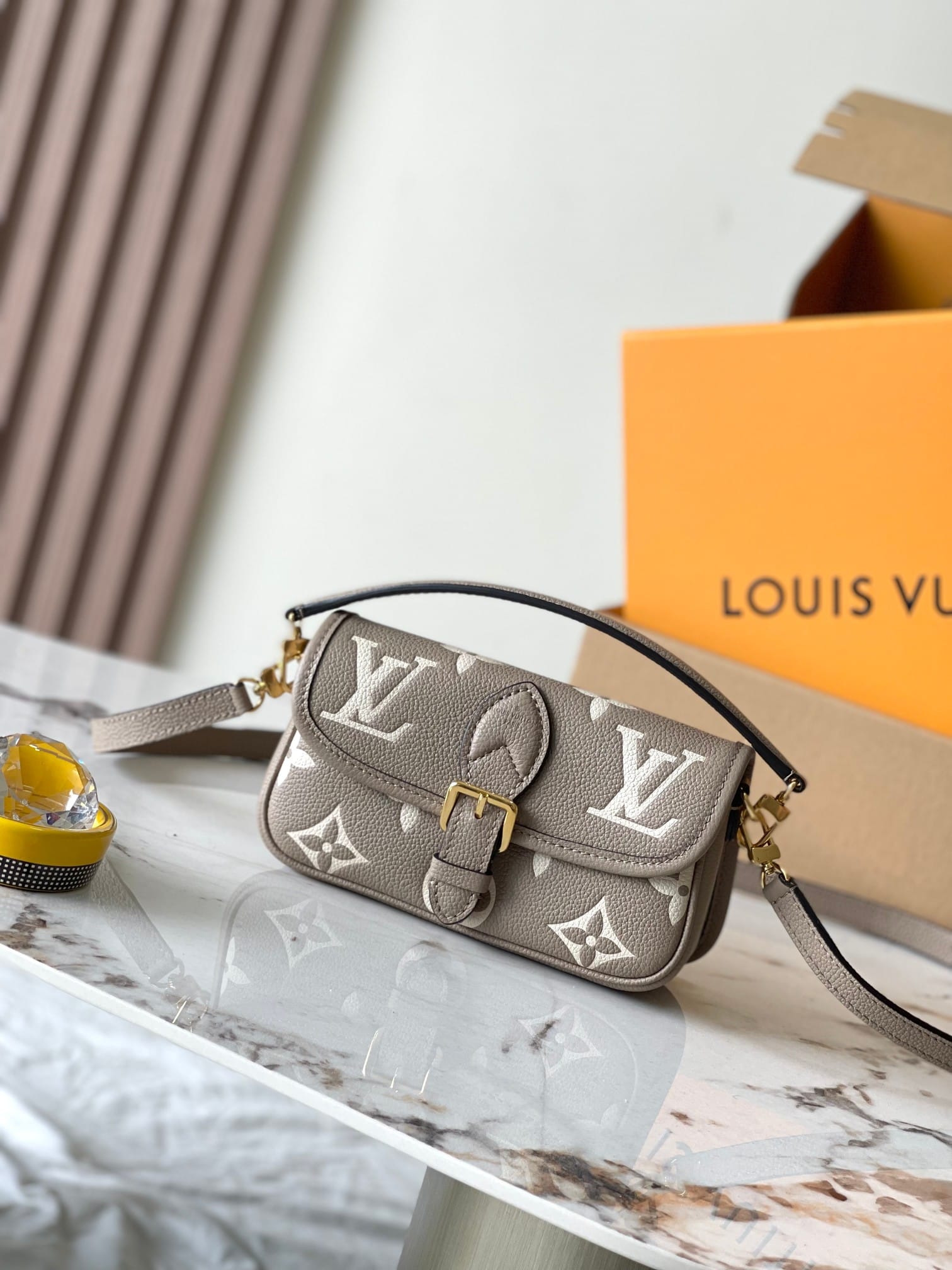 Louis Vuitton Nano Diane Handle Shoulder Bag in Bicolor Monogram Empreinte Leather