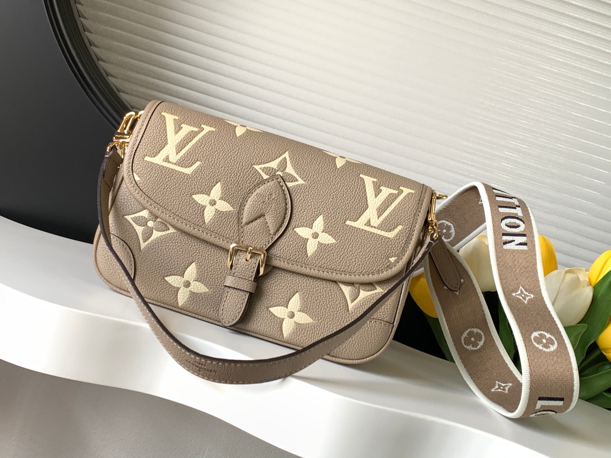 Louis Vuitton Diane Handle Shoulder Bag in Bicolor Monogram Empreinte Leather