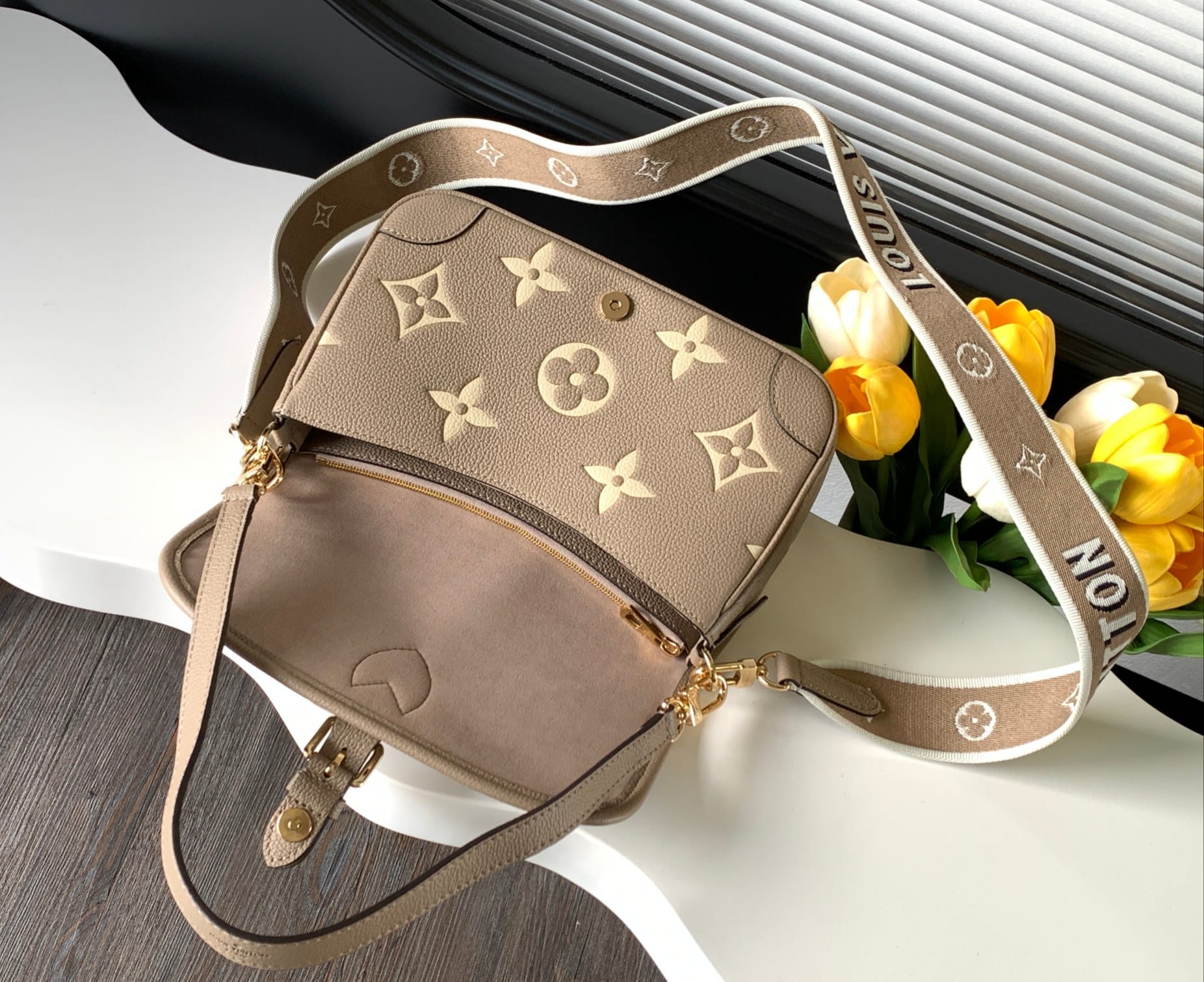 Louis Vuitton Diane Handle Shoulder Bag in Bicolor Monogram Empreinte Leather