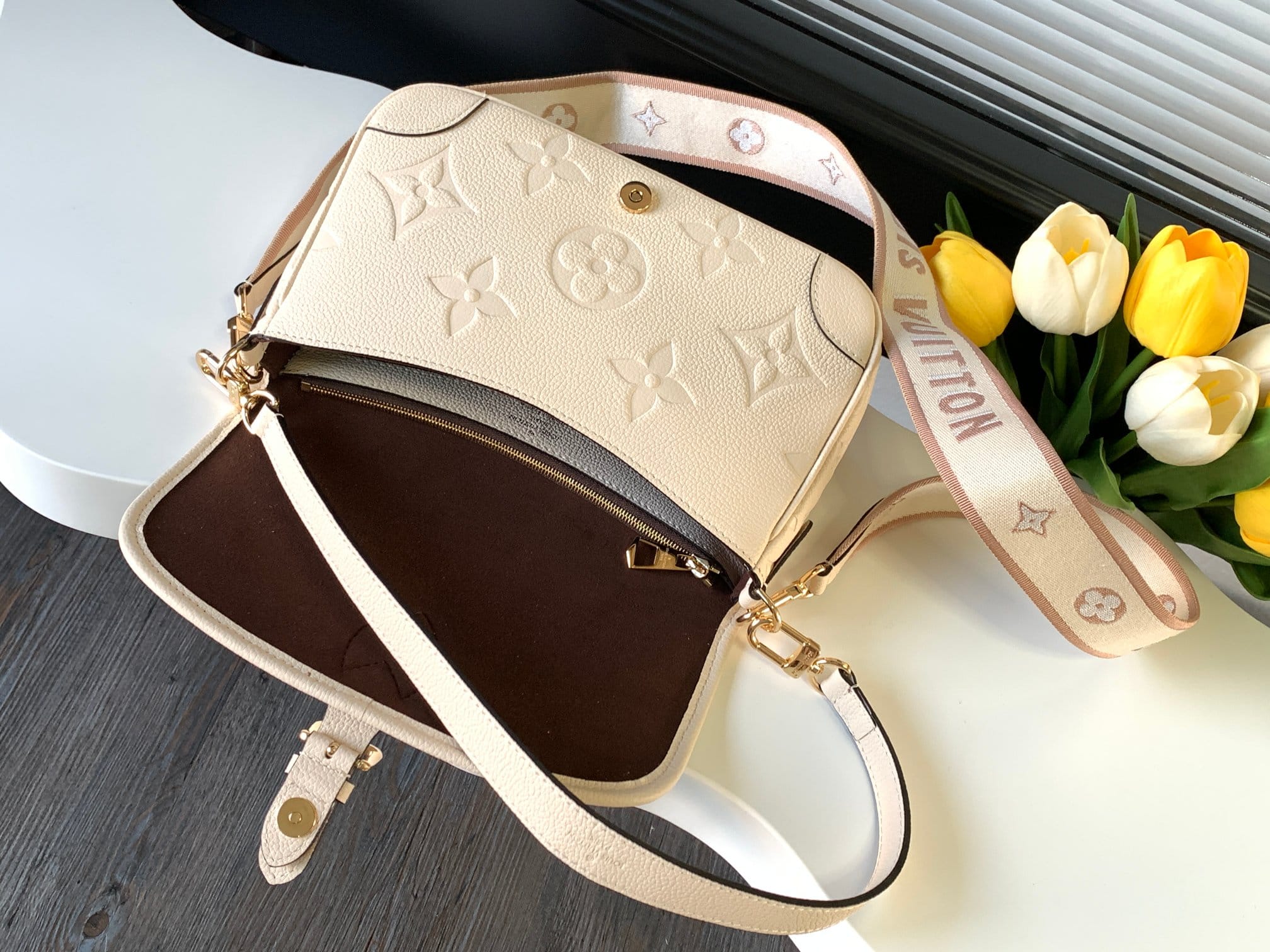 Louis Vuitton Diane Handle Shoulder Bag in Monogram Empreinte Leather - Cream