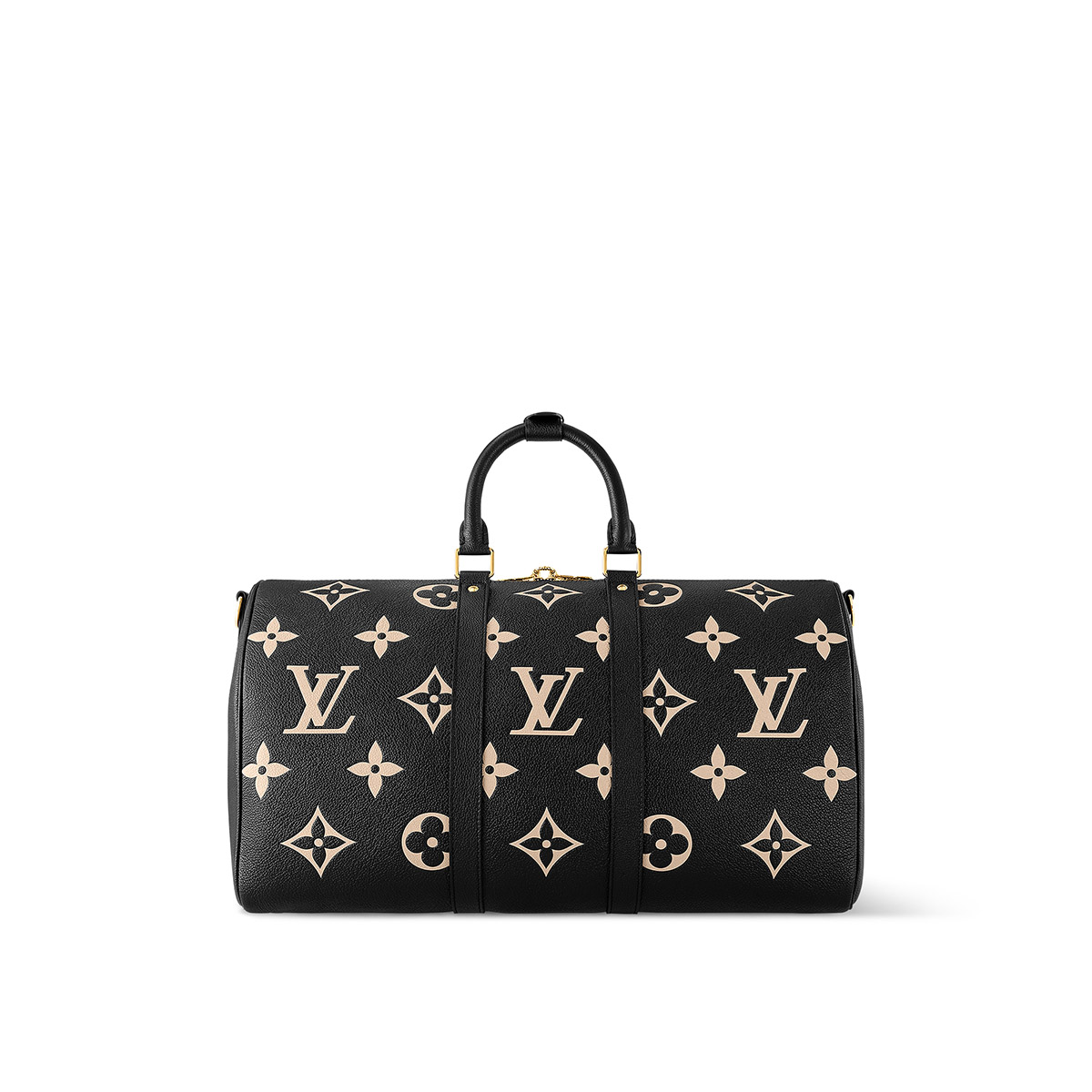 Louis Vuitton Keepall Bandoulière 45 Bag in Monogram Leather - Black/Beige