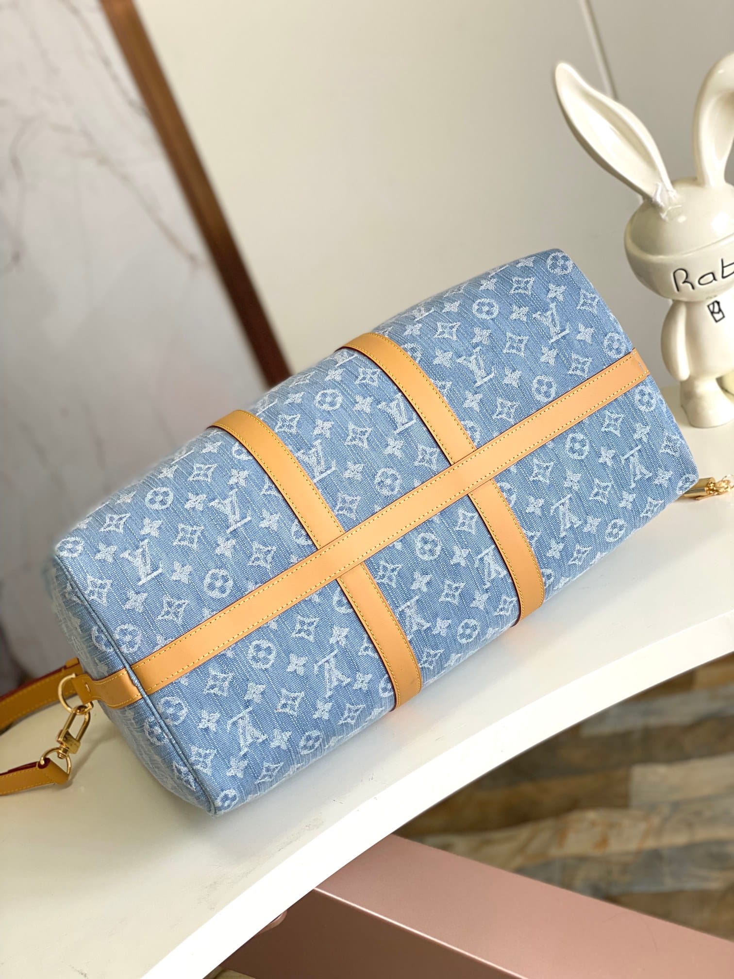 Louis Vuitton Keepall Bandoulière 45 Bag in Monogram Denim - Sky Blue Denim