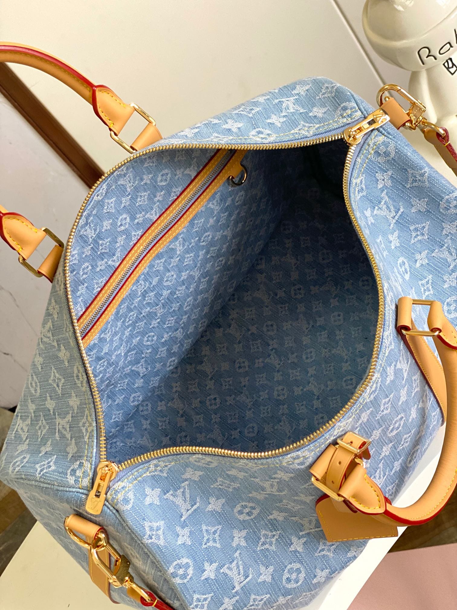 Louis Vuitton Keepall Bandoulière 45 Bag in Monogram Denim - Sky Blue Denim