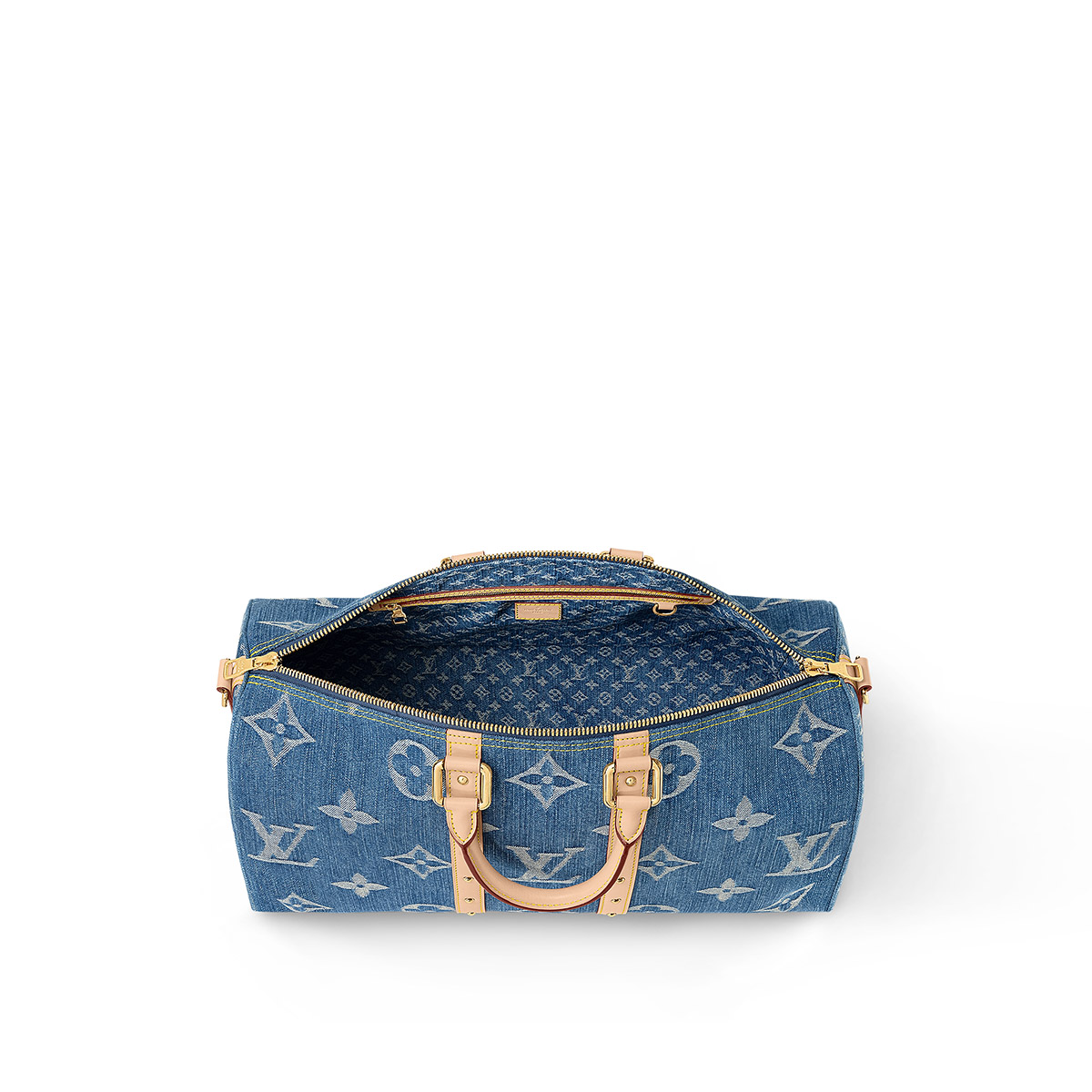 Louis Vuitton Keepall Bandoulière 45 Bag in Monogram Denim - Blue Denim