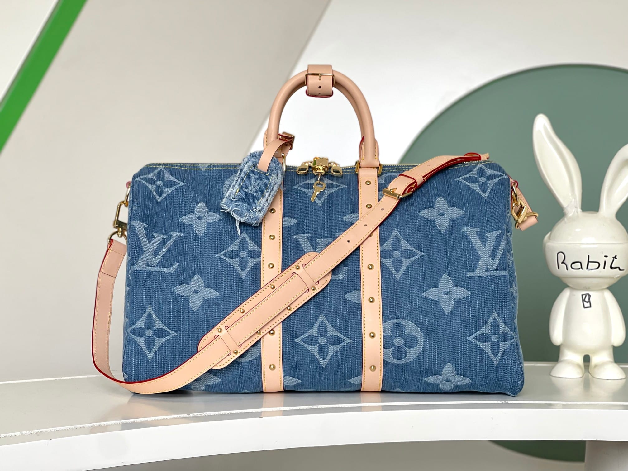 Louis Vuitton Keepall Bandoulière 45 Bag in Monogram Denim - Blue Denim