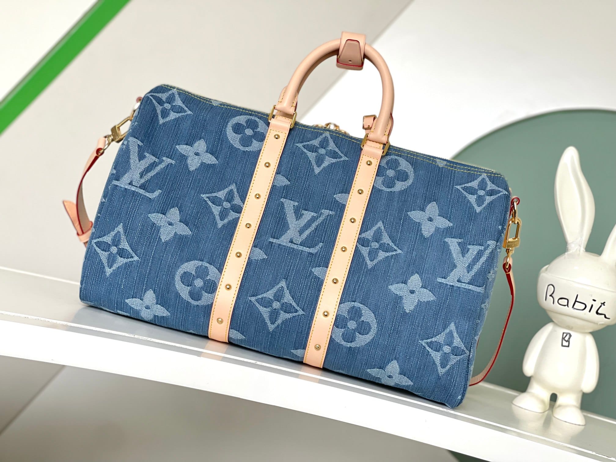 Louis Vuitton Keepall Bandoulière 45 Bag in Monogram Denim - Blue Denim