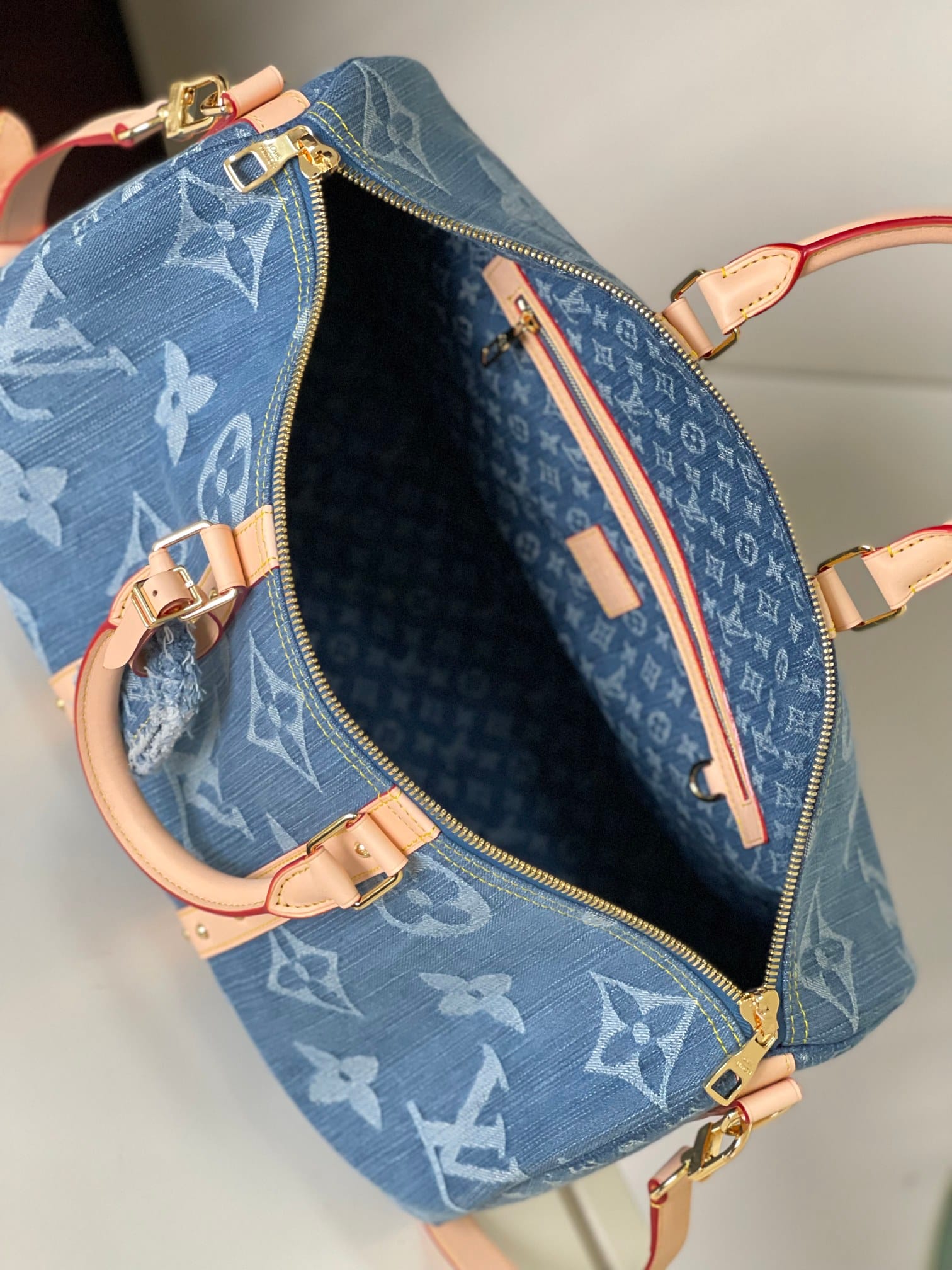 Louis Vuitton Keepall Bandoulière 45 Bag in Monogram Denim - Blue Denim