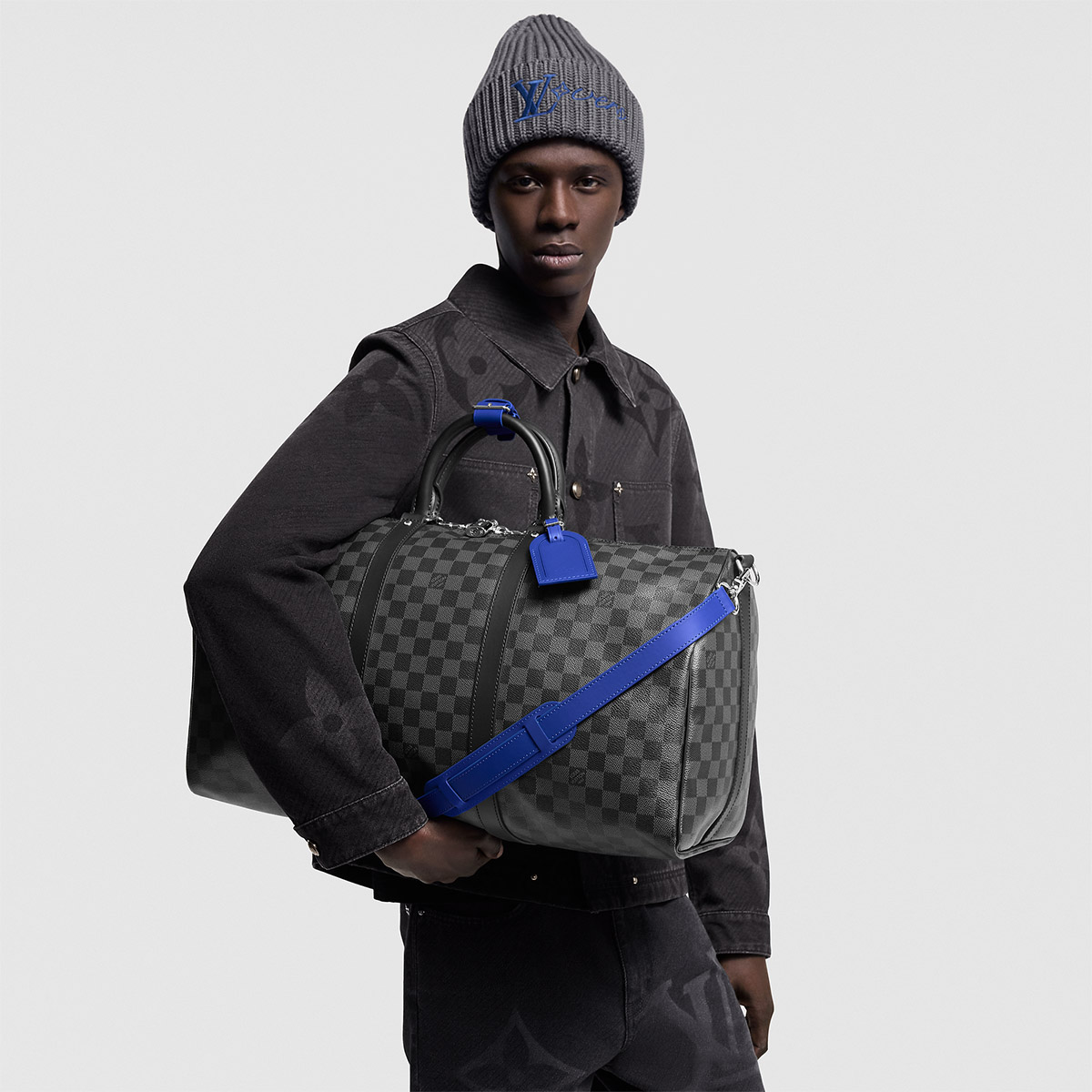 Louis Vuitton Keepall Bandoulière 50 Bag in Damier Graphite Canvas - Indigo Blue