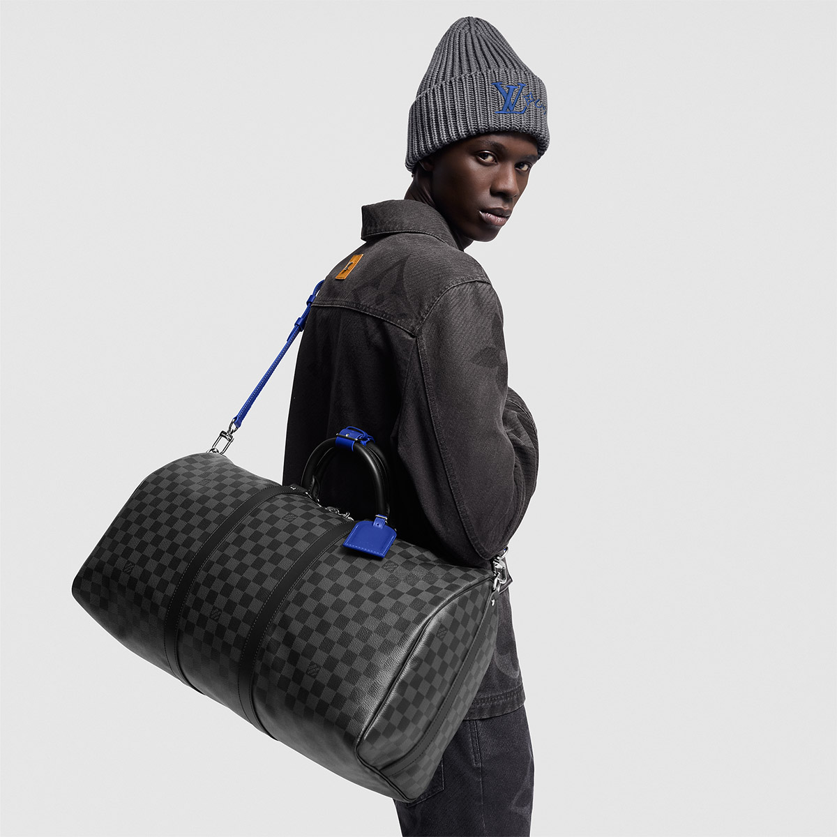 Louis Vuitton Keepall Bandoulière 50 Bag in Damier Graphite Canvas - Indigo Blue