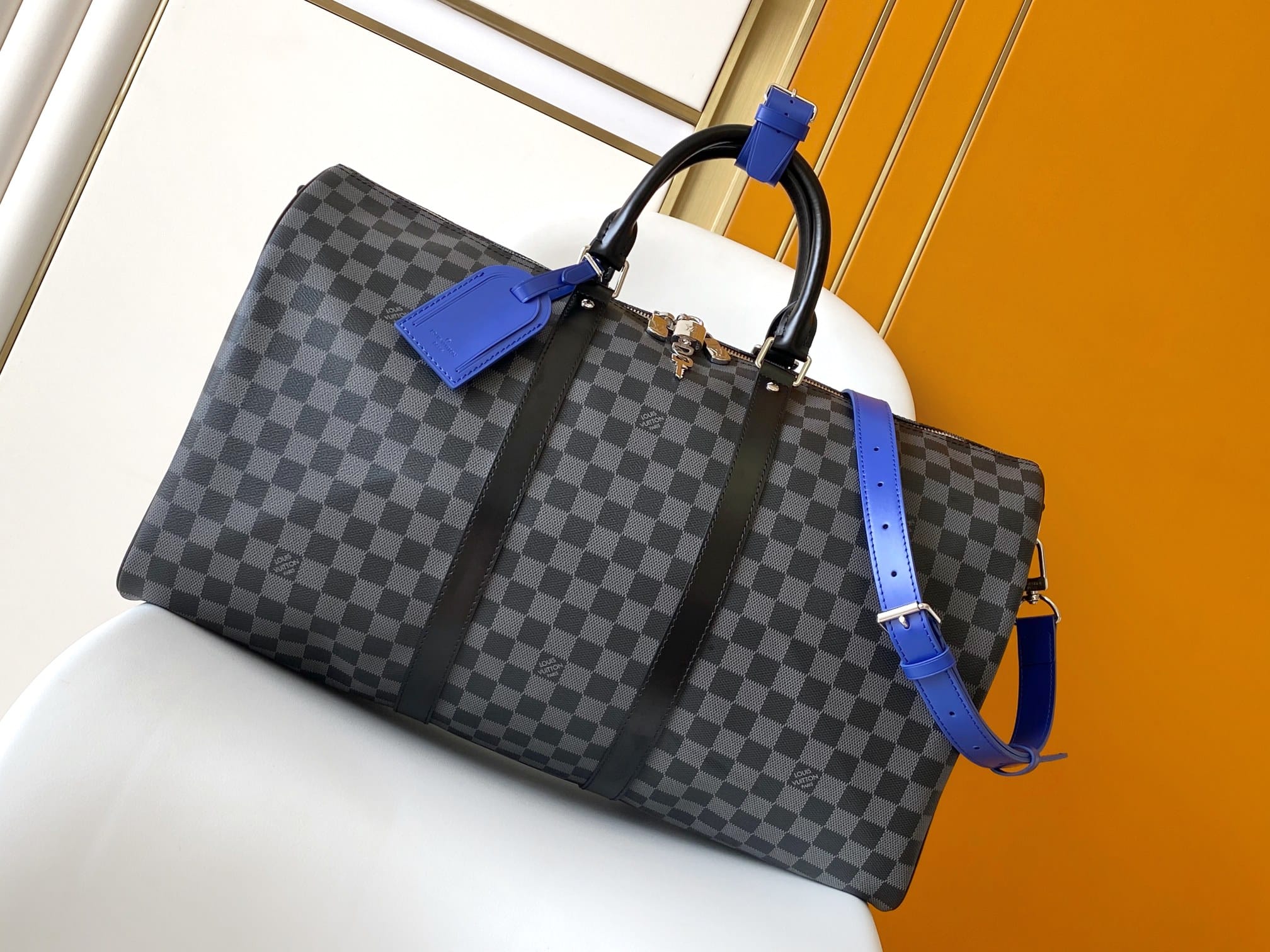 Louis Vuitton Keepall Bandoulière 50 Bag in Damier Graphite Canvas - Indigo Blue