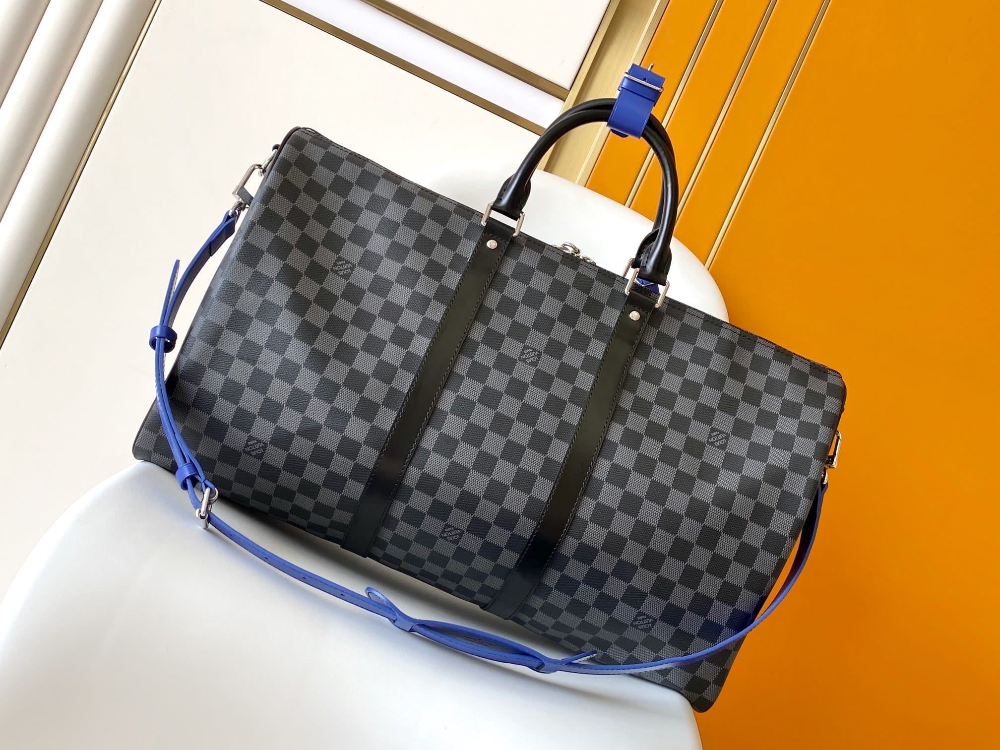 Louis Vuitton Keepall Bandoulière 50 Bag in Damier Graphite Canvas - Indigo Blue